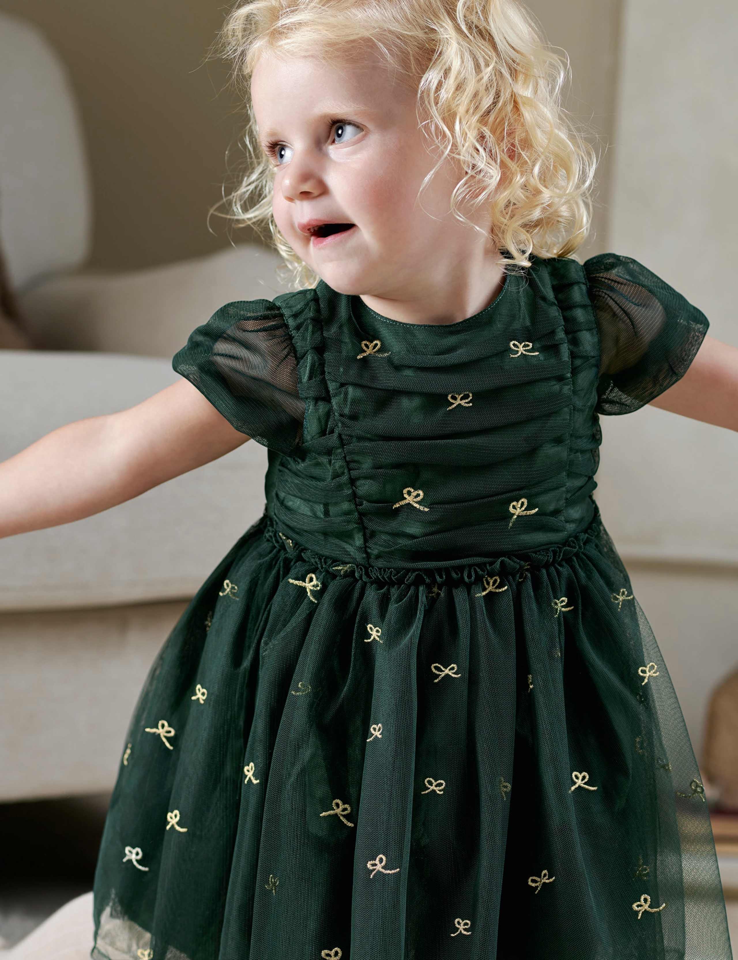 Embroidered Bow Party Dress (0-3 Yrs) 3 of 8