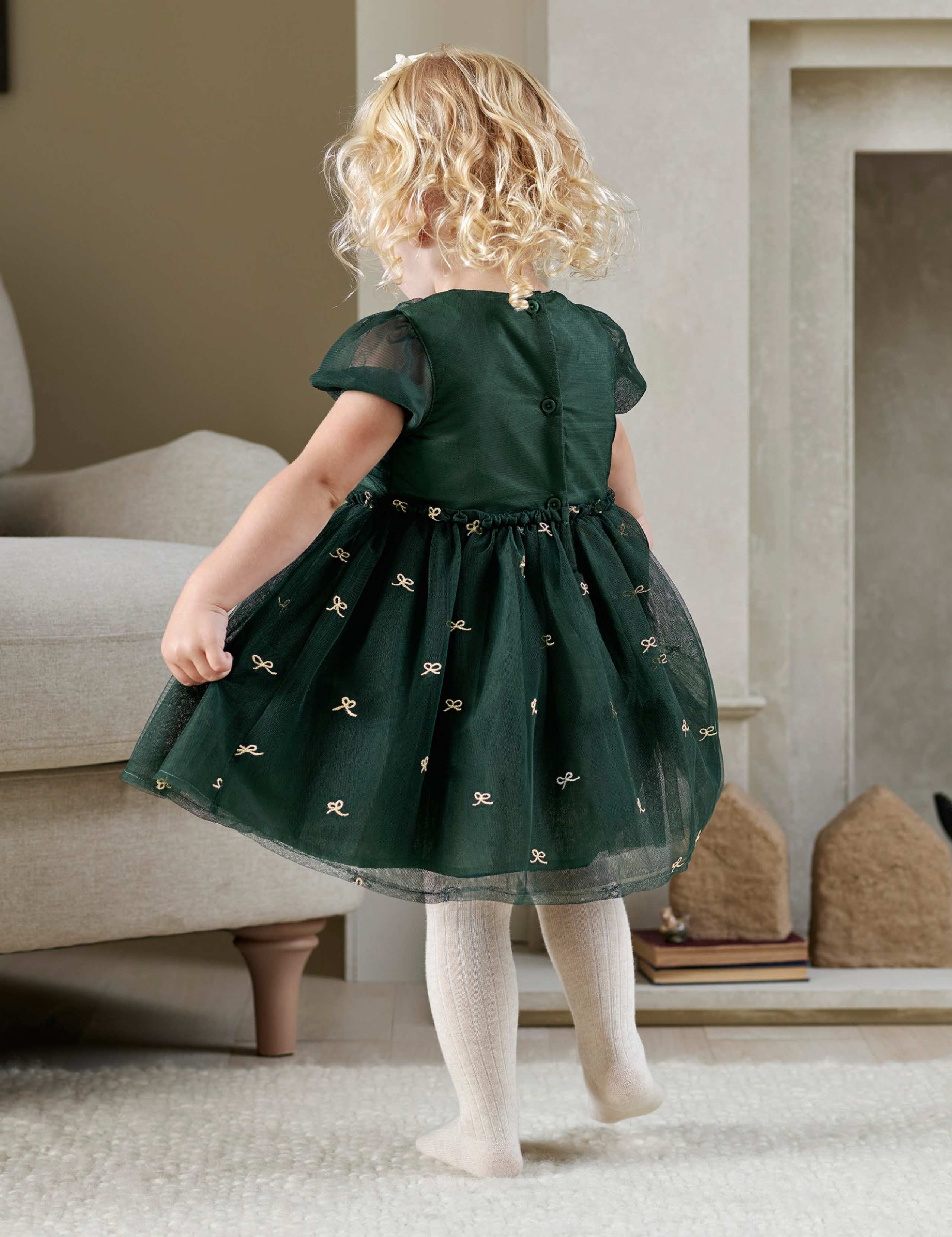 Embroidered Bow Party Dress (0-3 Yrs) 5 of 8