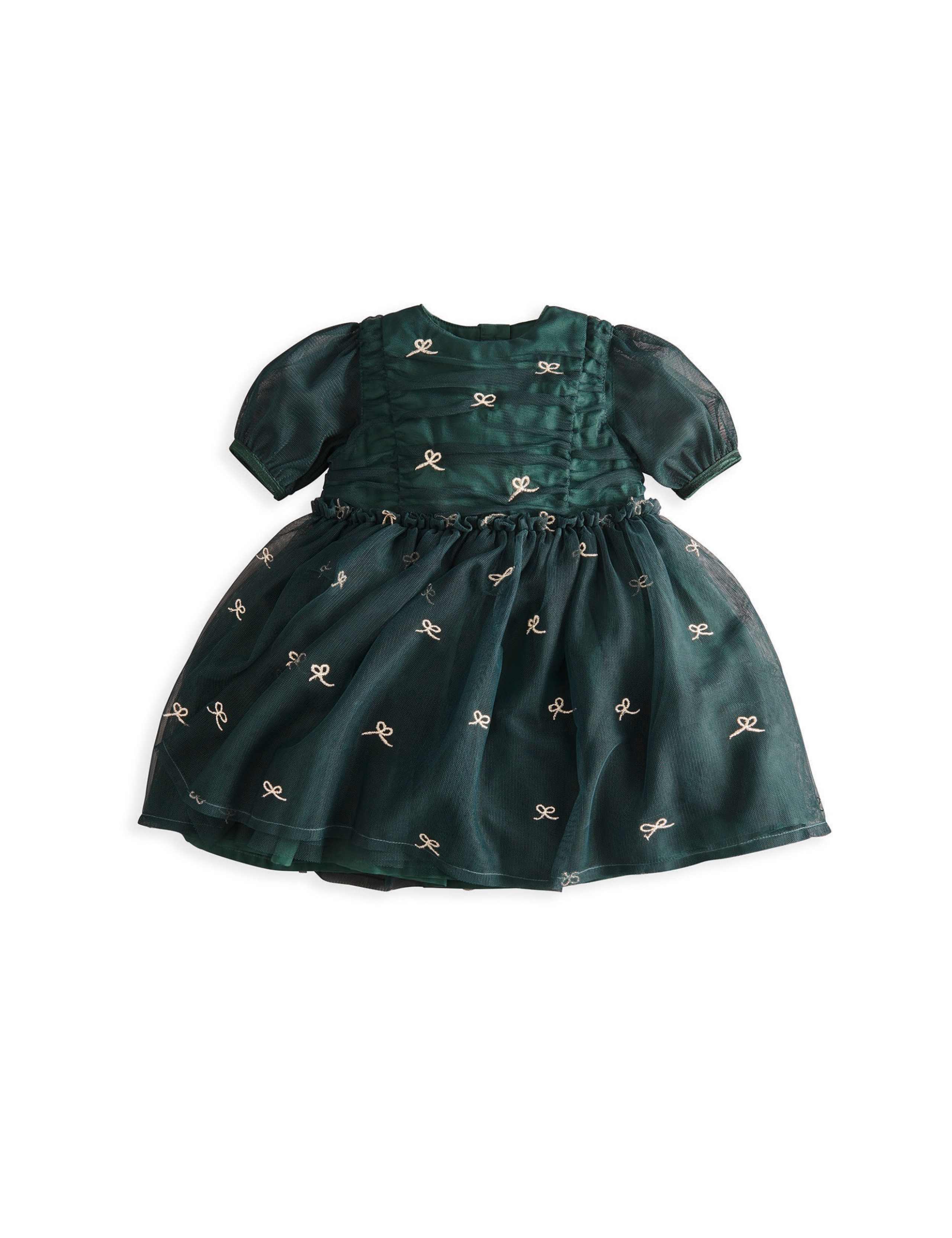 Embroidered Bow Party Dress (0-3 Yrs) 2 of 8