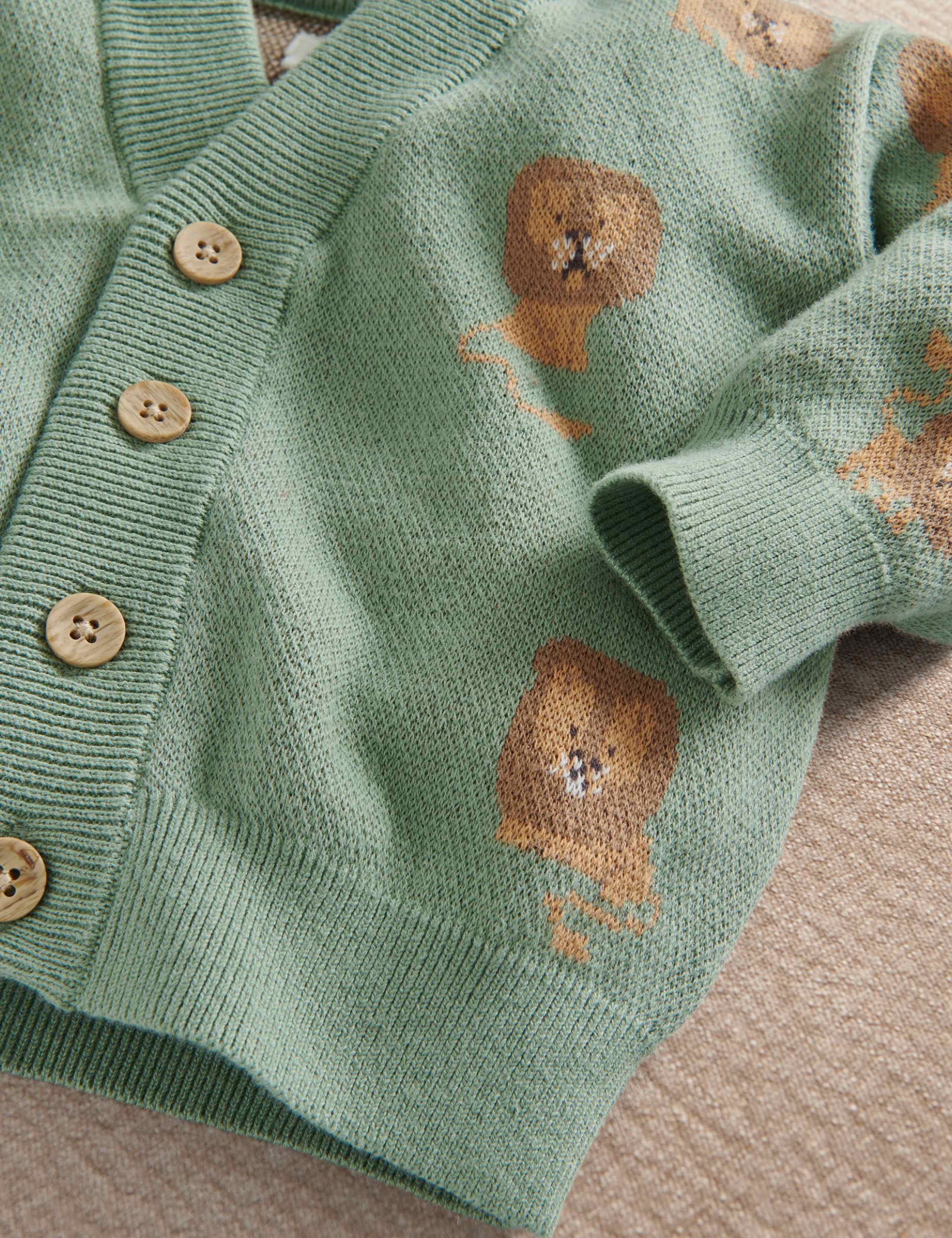 Pure Cotton Lion Knitted Cardigan 4 of 4