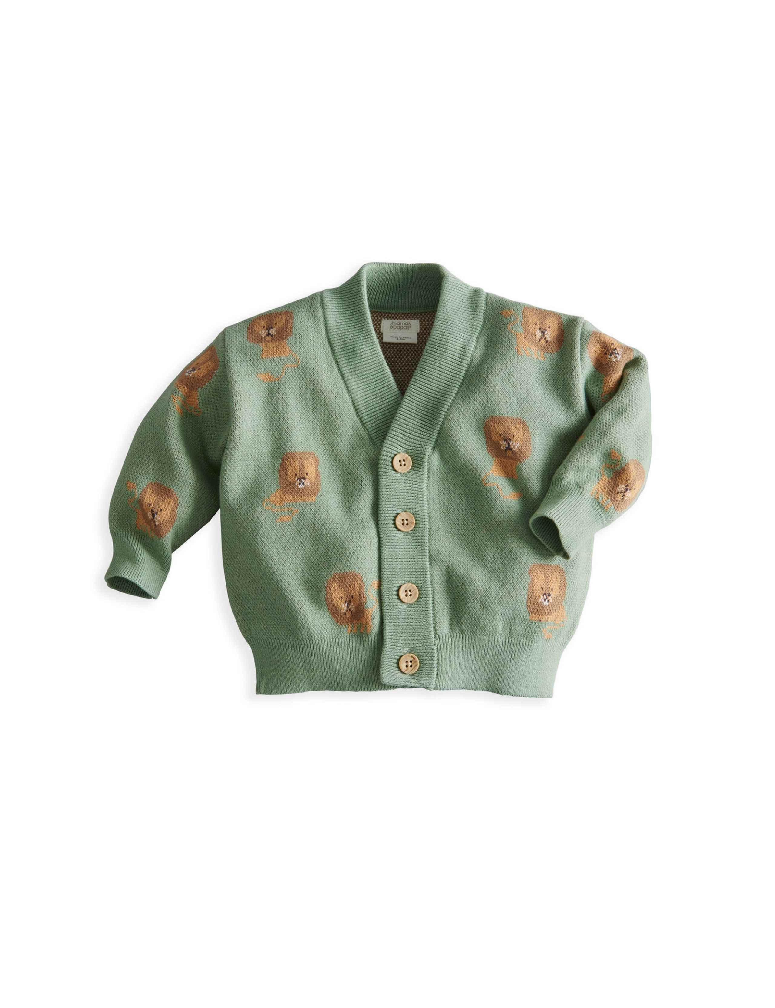 Pure Cotton Lion Knitted Cardigan 2 of 4