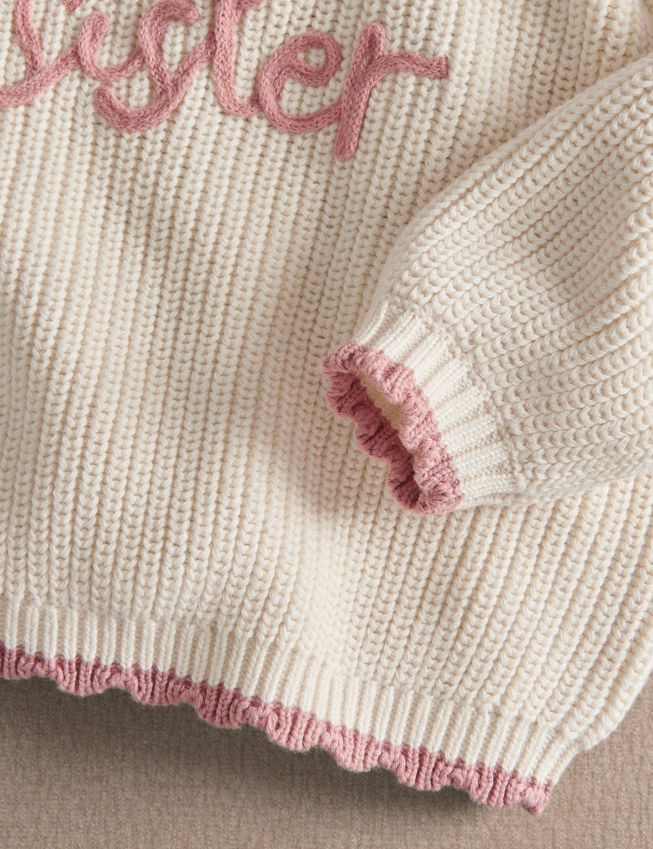 Pure Cotton Cable Knit Big Sister Jumper (0-4 Yrs) 3 of 4