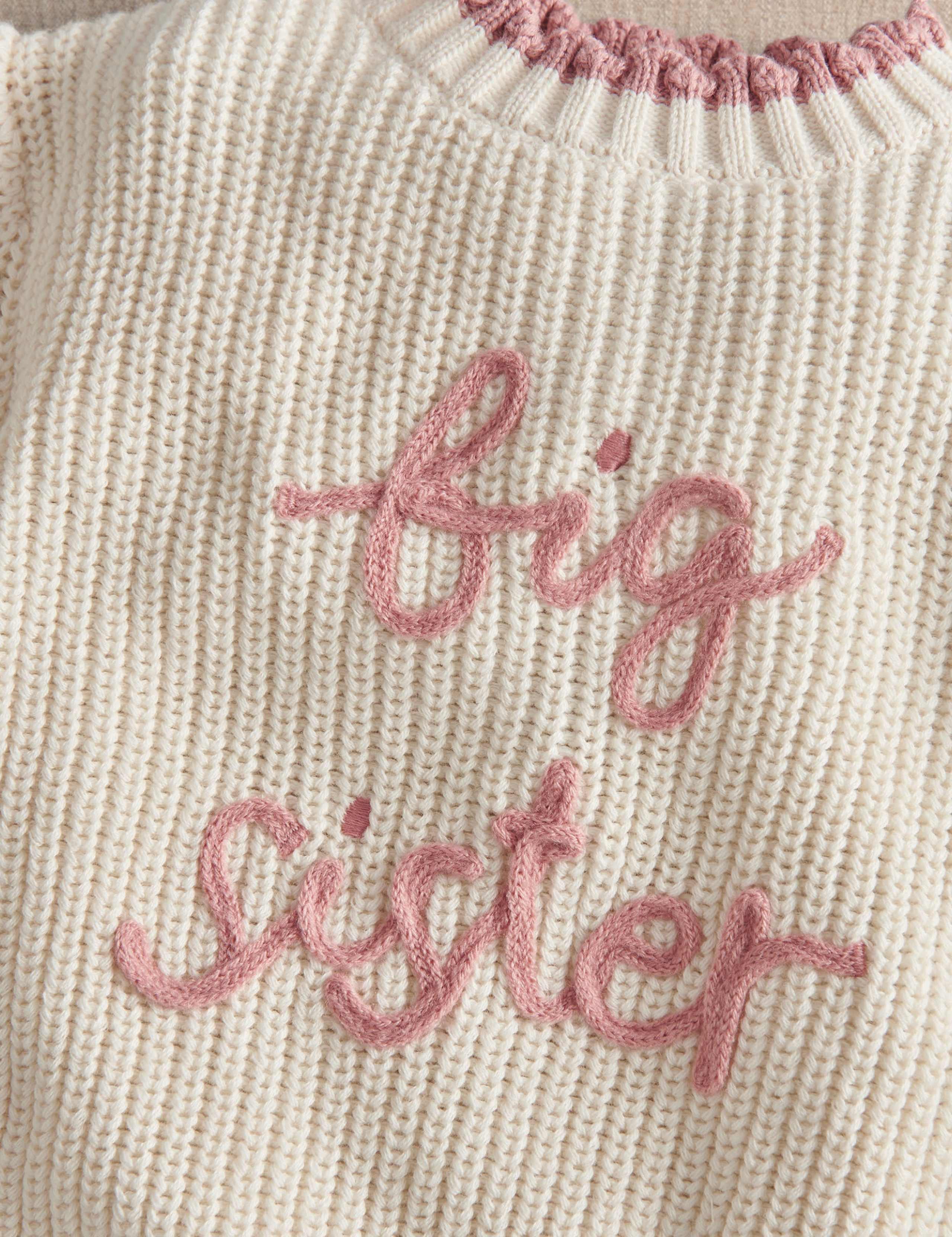 Pure Cotton Cable Knit Big Sister Jumper (0-4 Yrs) 4 of 4