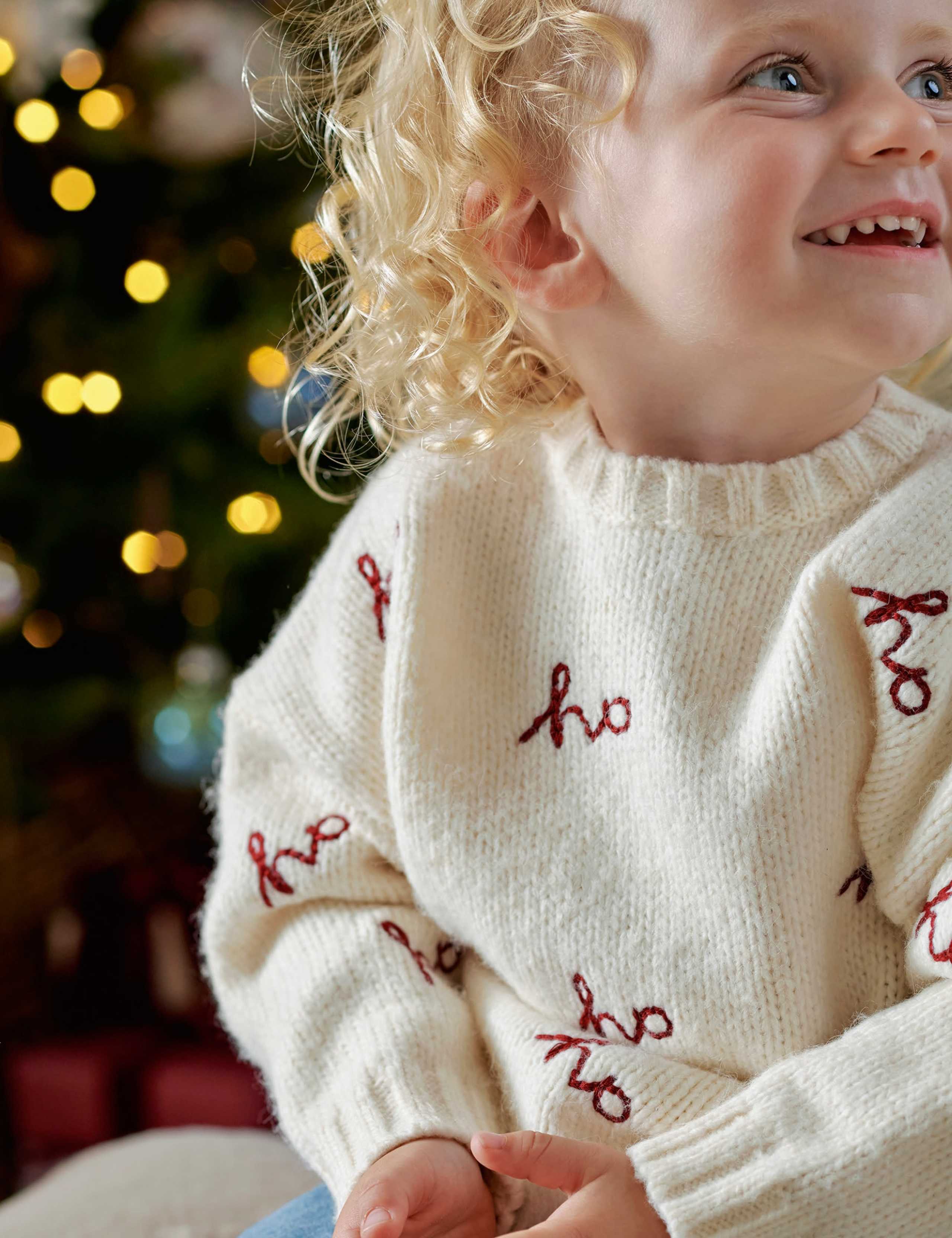 Pure Cotton Ho Ho Ho Christmas Jumper (0-3 Yrs) 5 of 8