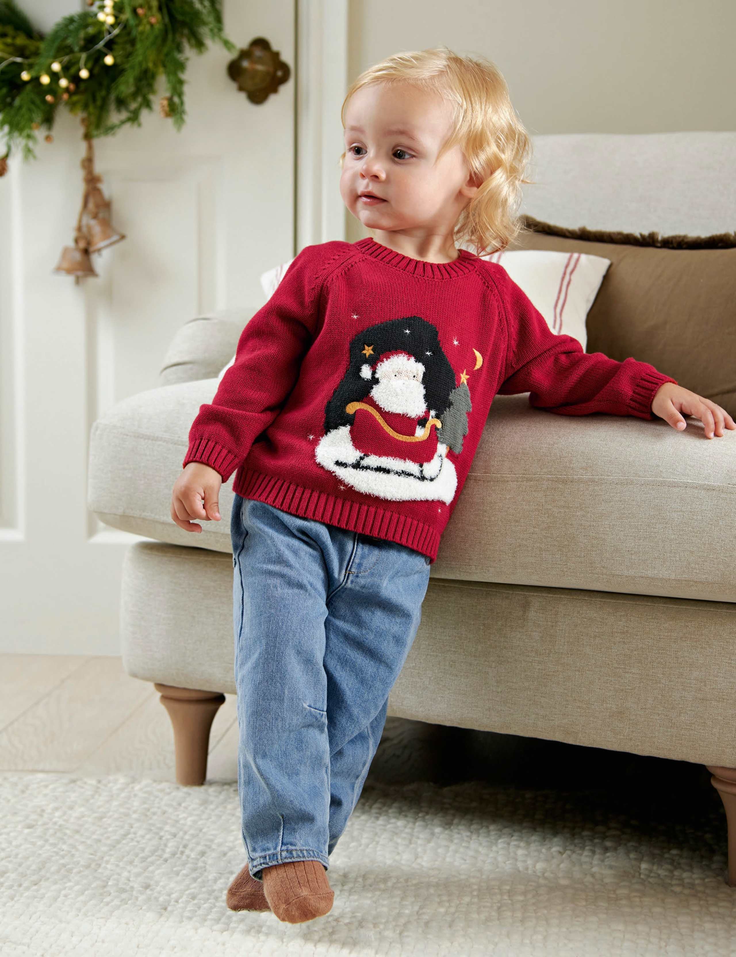 Pure Cotton Santa Christmas Jumper (0-3 Yrs) 3 of 7