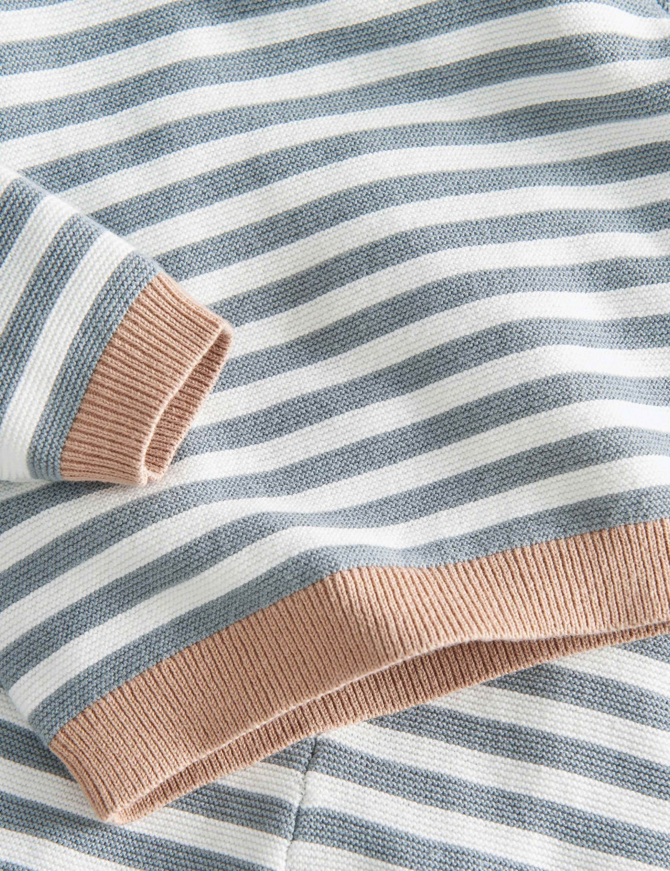 Pure Cotton Striped Knitted Jumper & Bottom Set 4 of 4