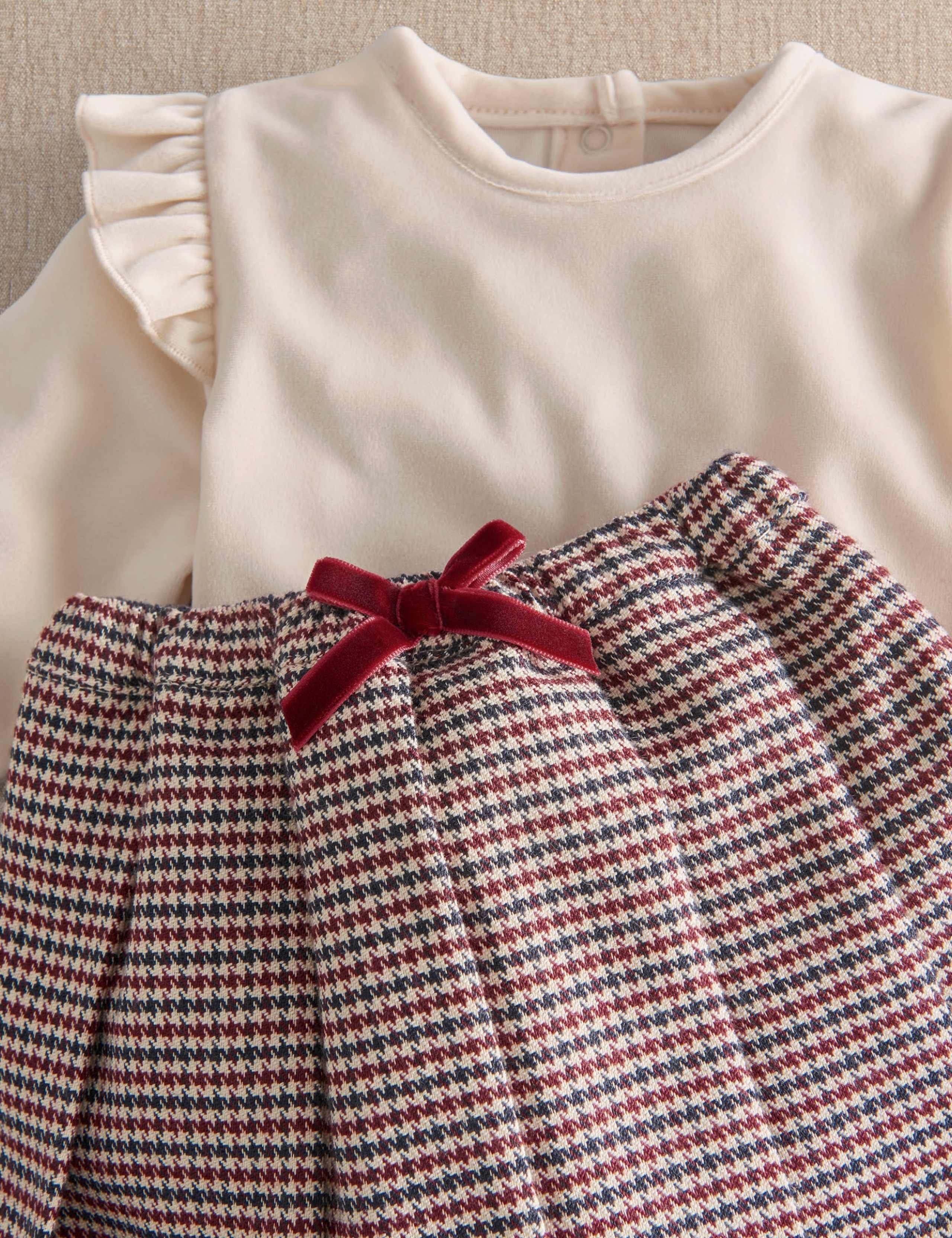 Velour Houndstooth Bodysuit & Skirt Set 3 of 5