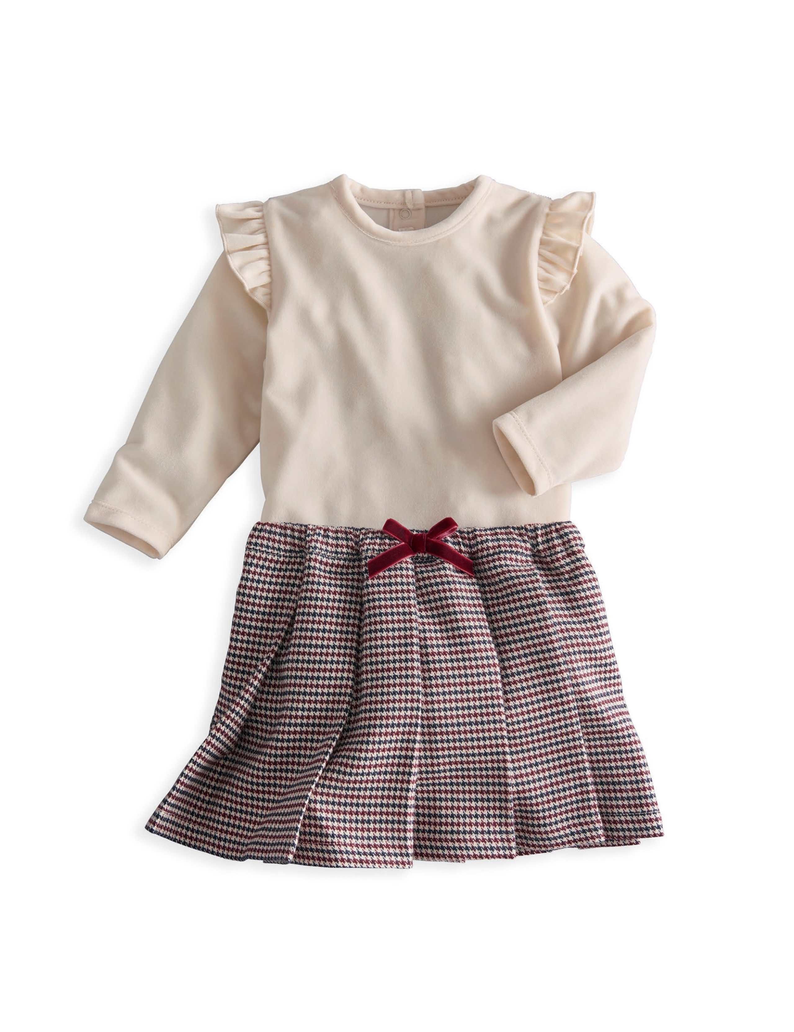 Velour Houndstooth Bodysuit & Skirt Set 2 of 5