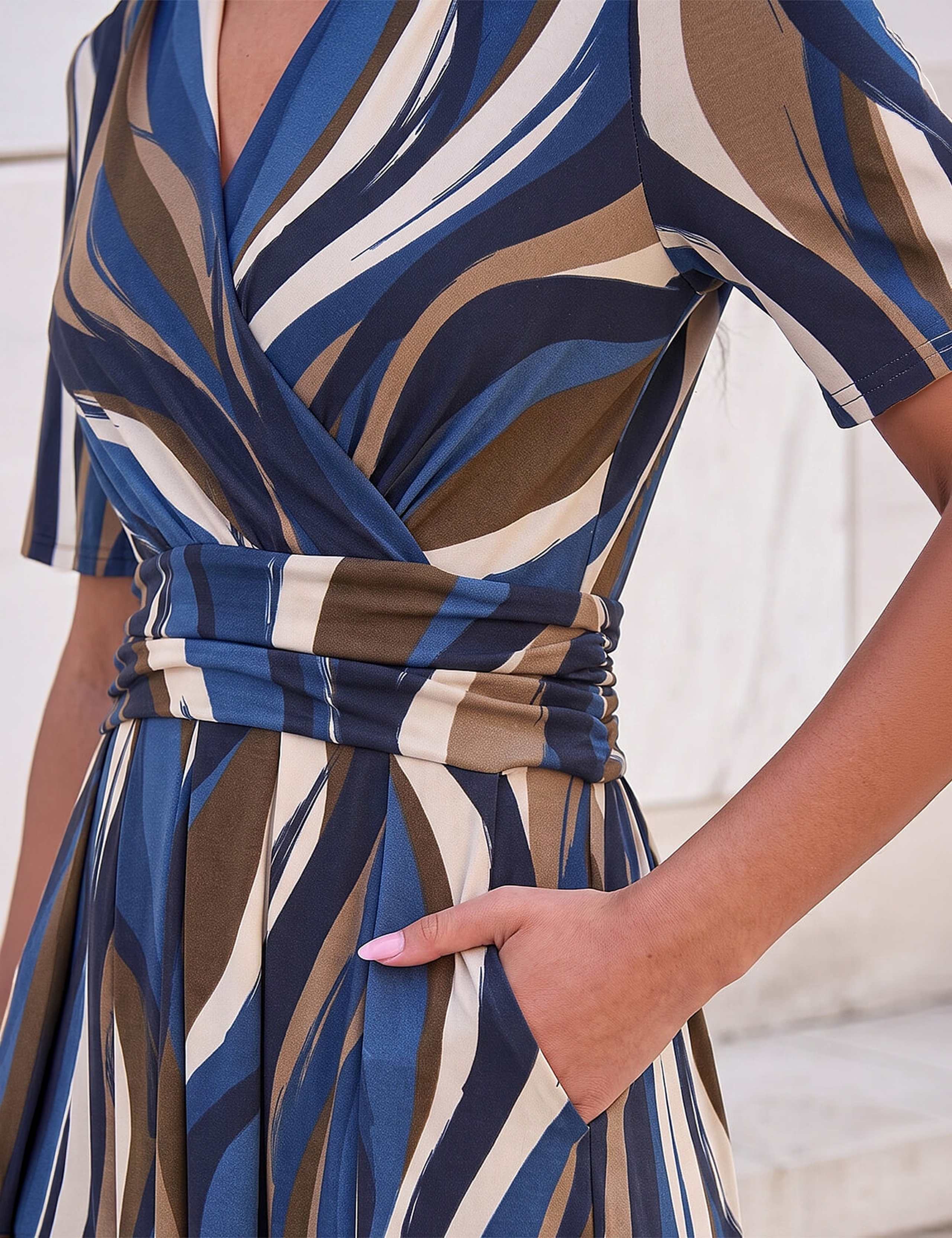 Abstract Print Midi Wrap Dress 4 of 4