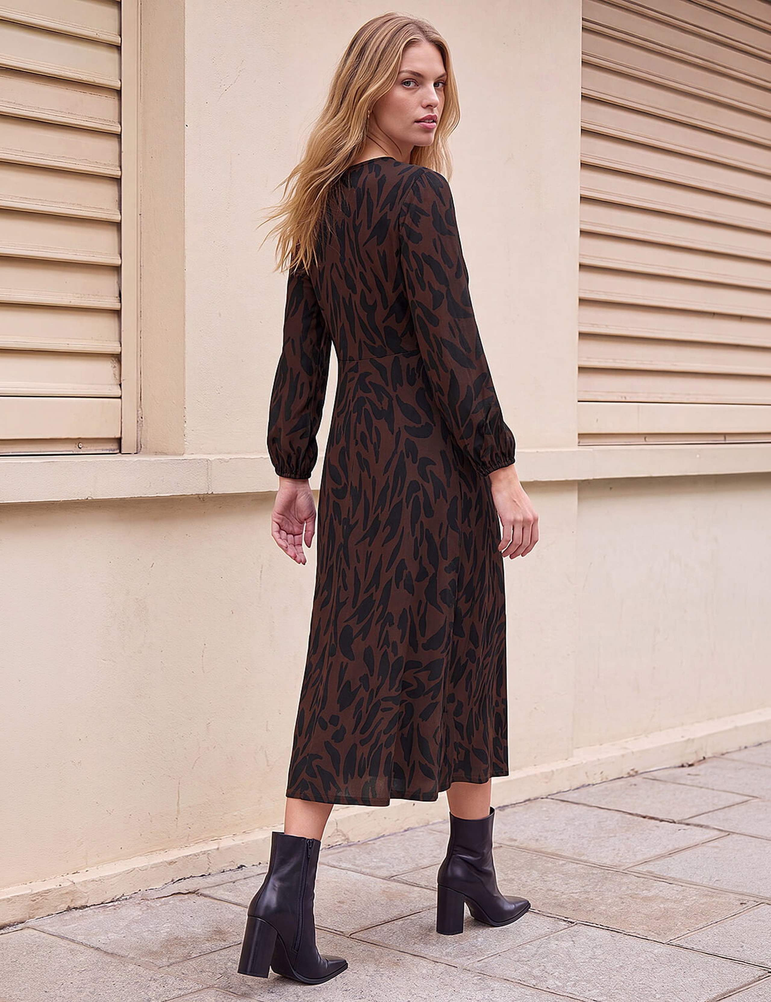 Animal Print A-Line Midi Dress 2 of 3