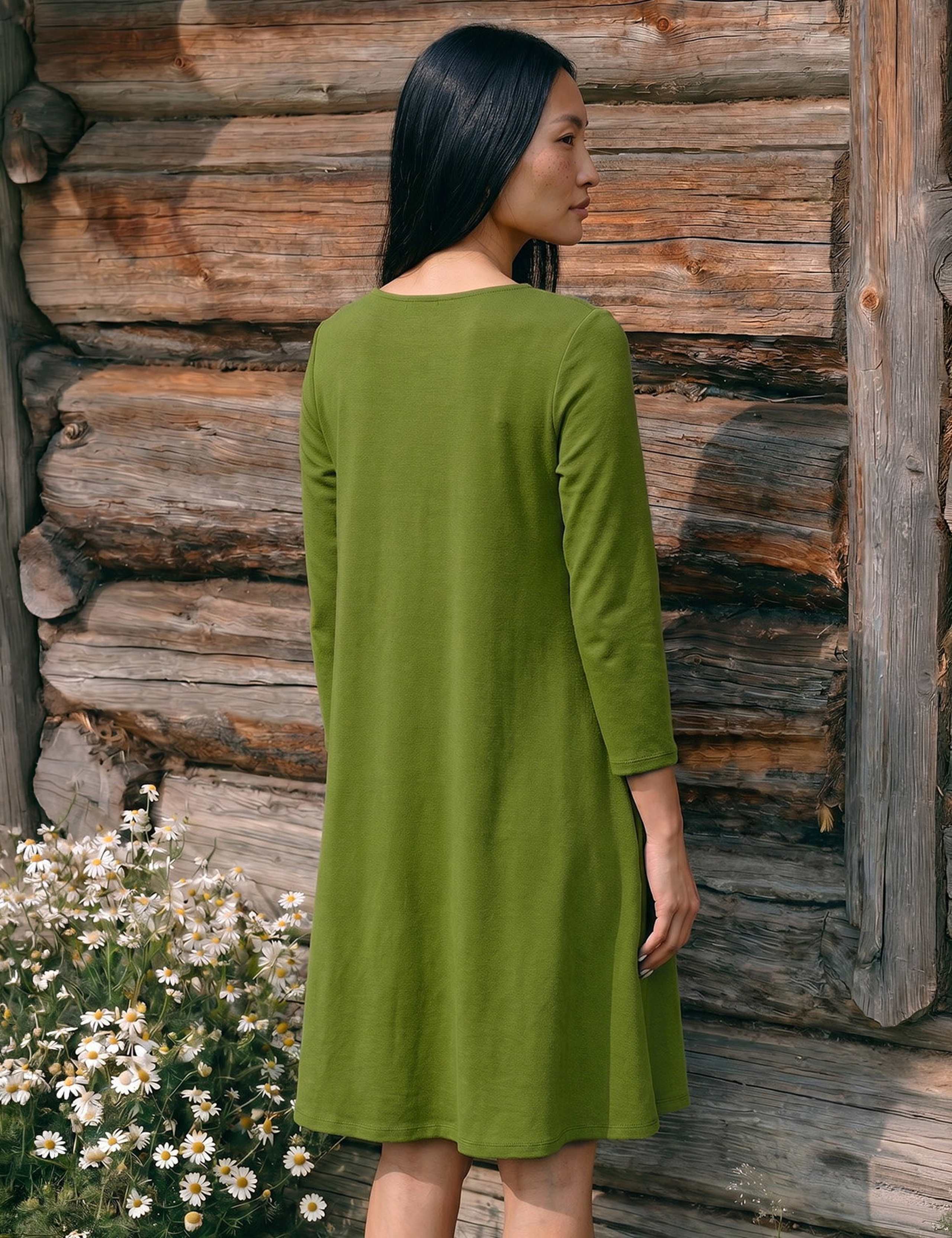 Asymmetric Neck Knee Length Swing Dress 3 of 4