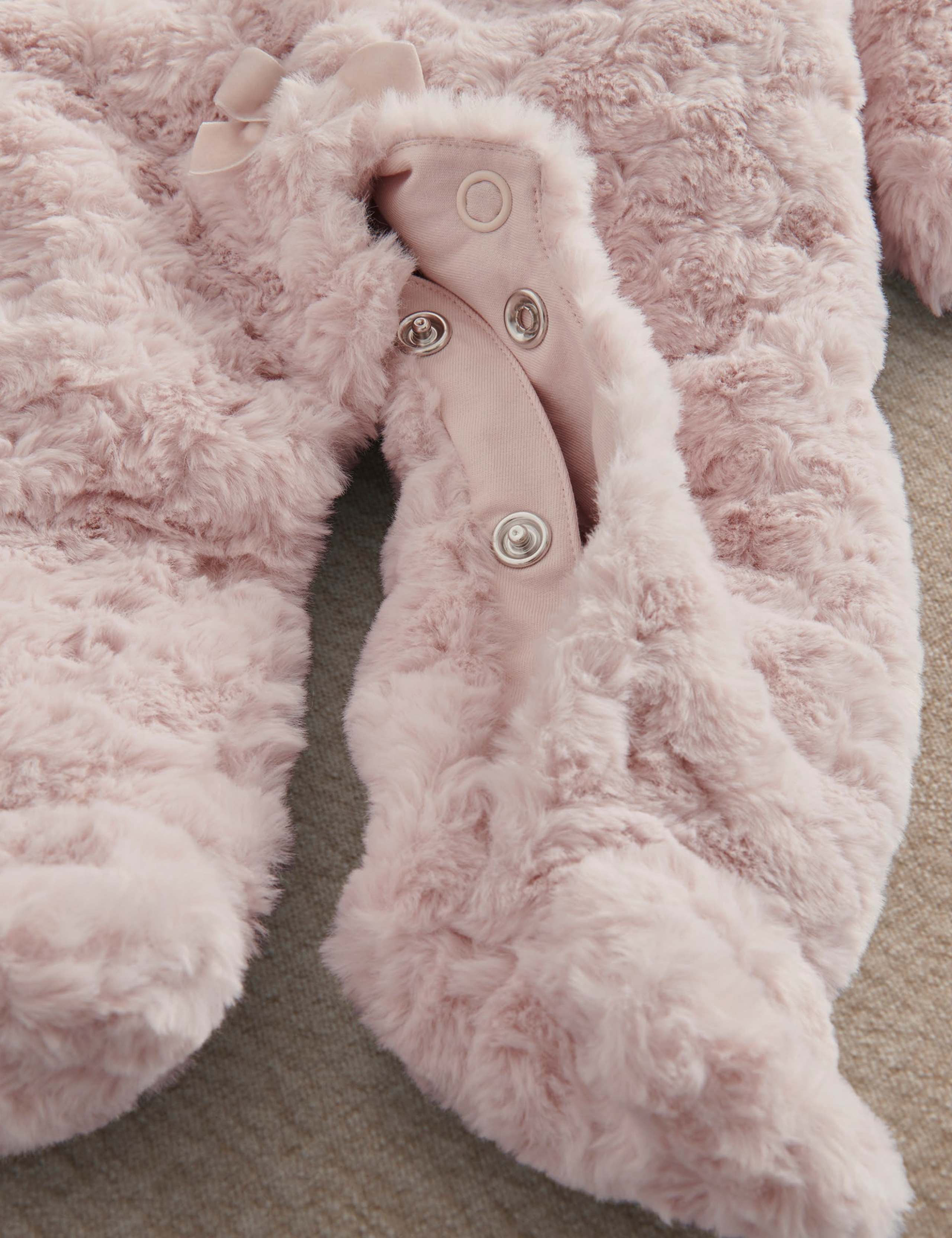 Faux Fur Bow Hooded Pramsuit 3 of 4