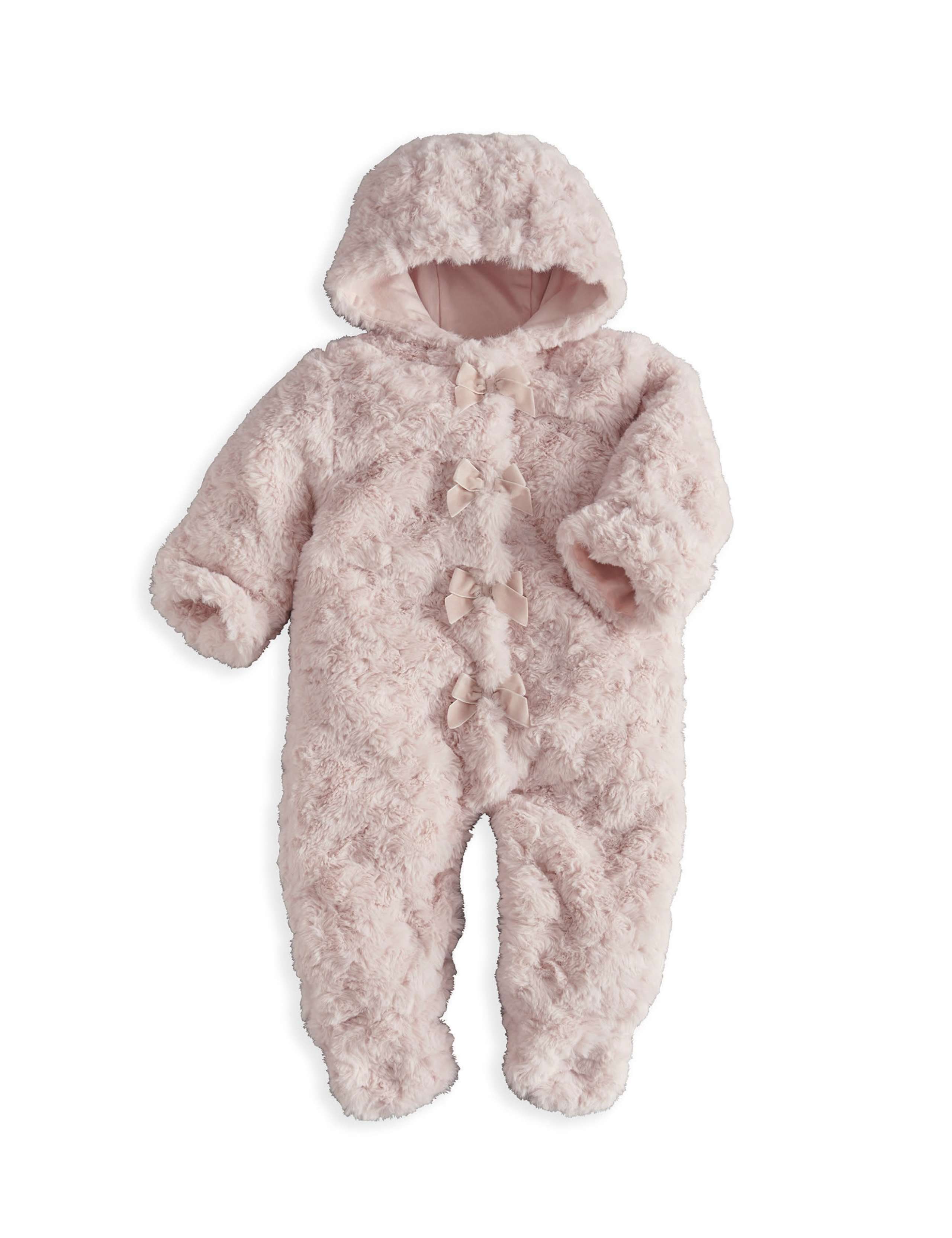 Faux Fur Bow Hooded Pramsuit 2 of 4