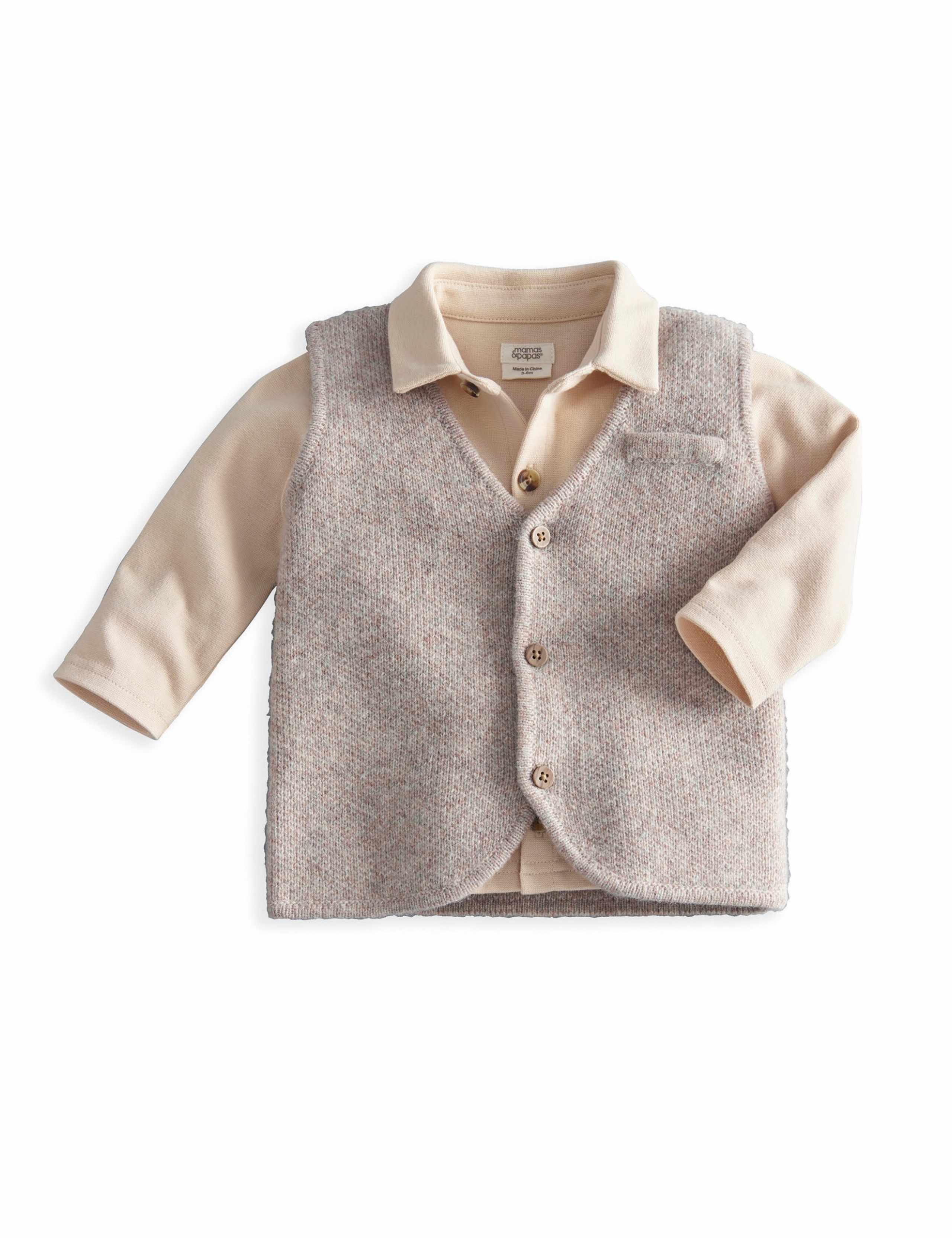 Wool Blend Knitted Waistcoat & Shirt Set 2 of 4