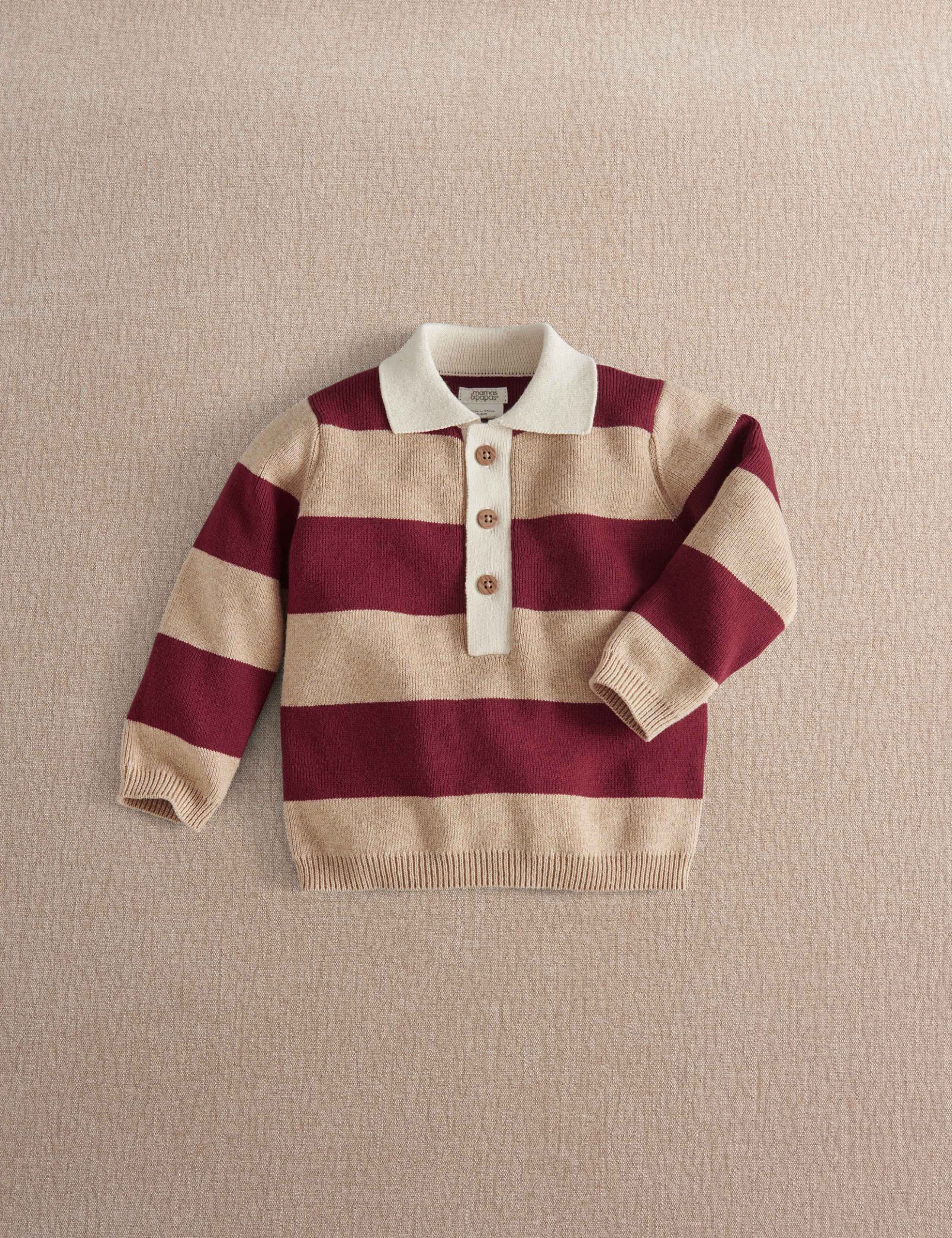 Pure Cotton Striped Knitted Rugby Shirt 1 of 4