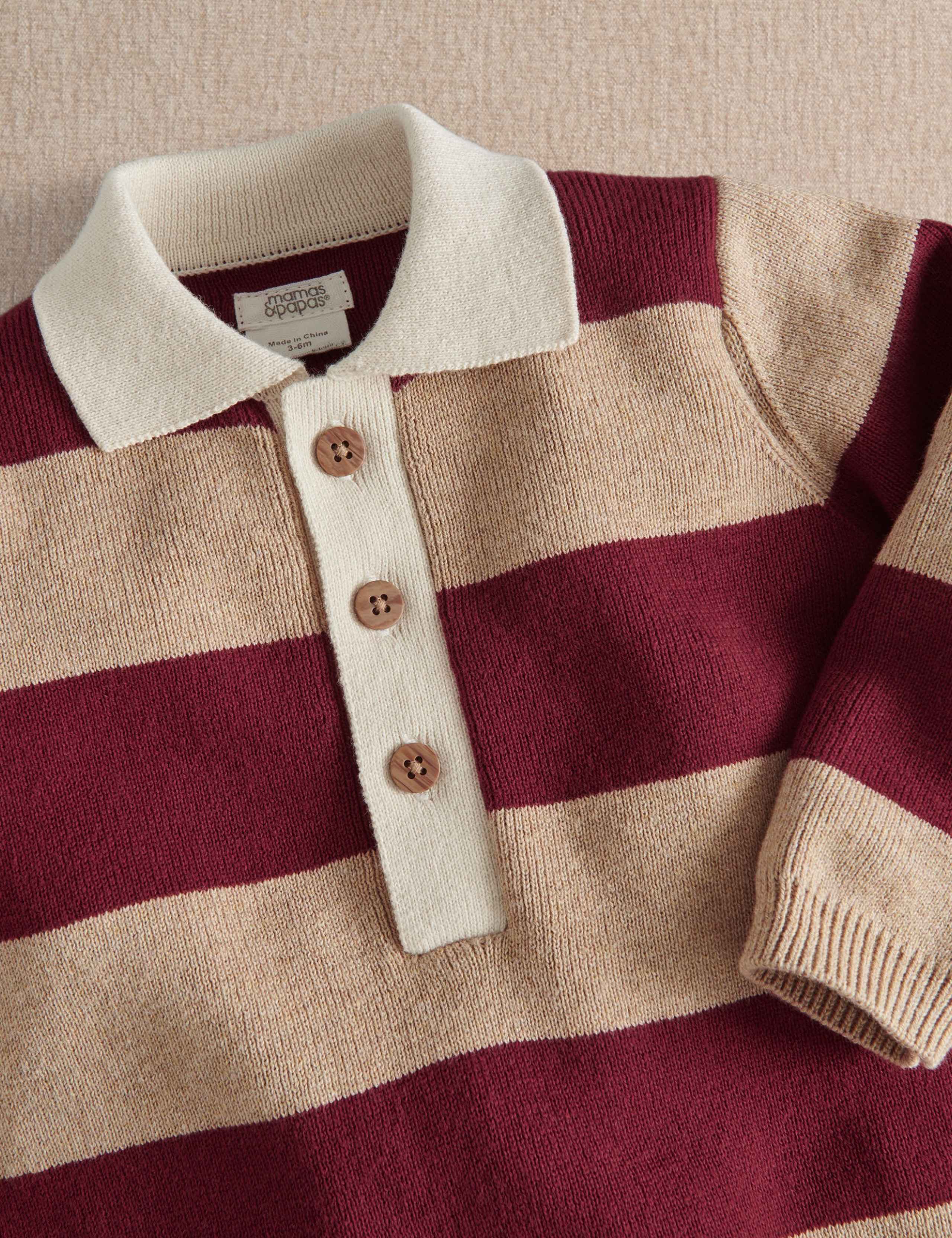 Pure Cotton Striped Knitted Rugby Shirt 3 of 4