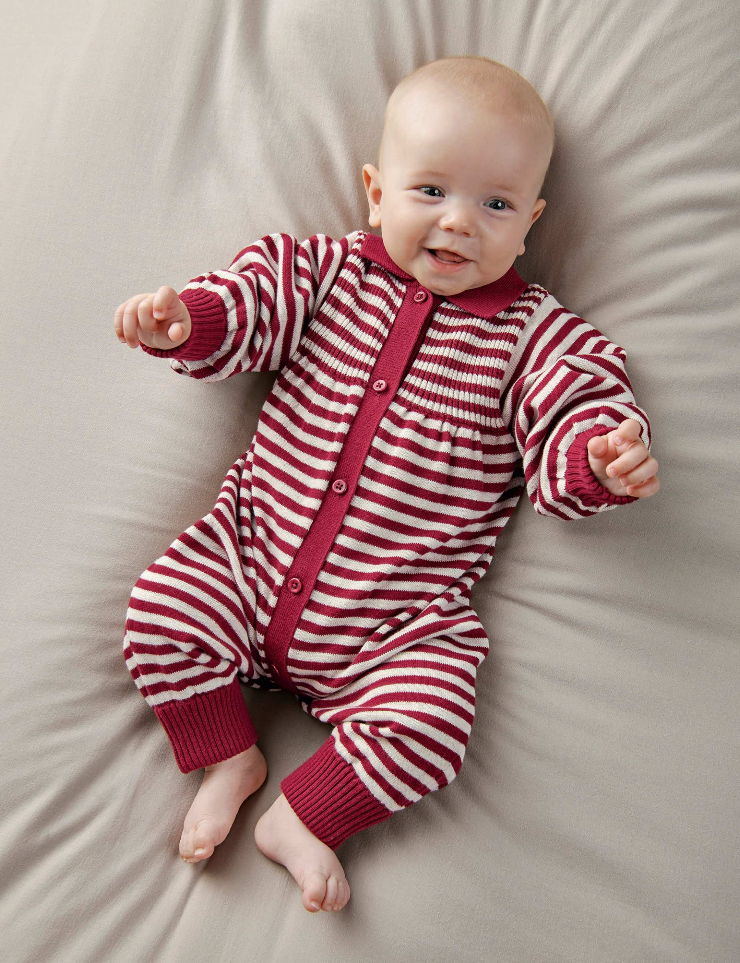 Pure Cotton Striped Christmas Romper 1 of 8