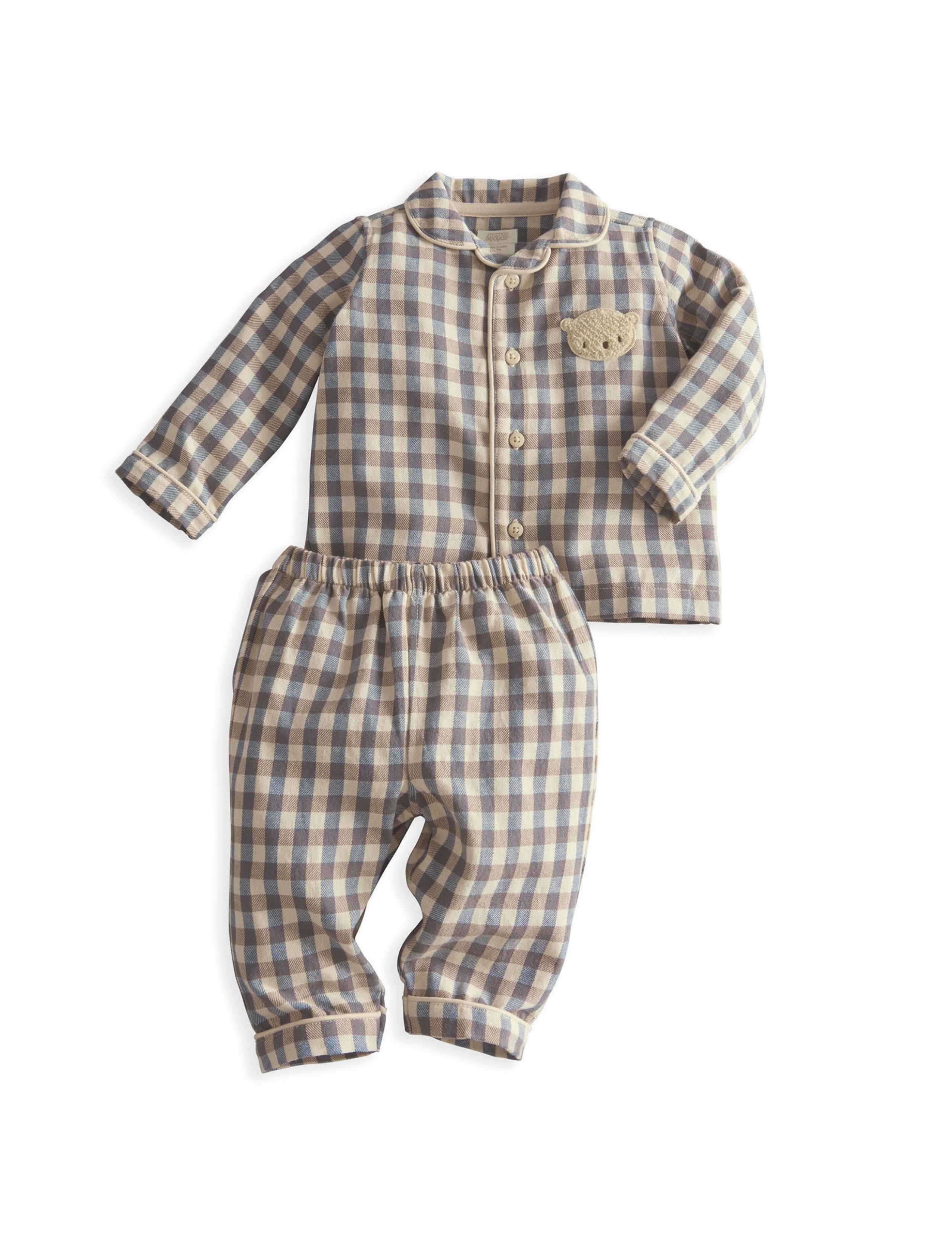 Pure Cotton Checked Bear Pyjama Set 2 of 4