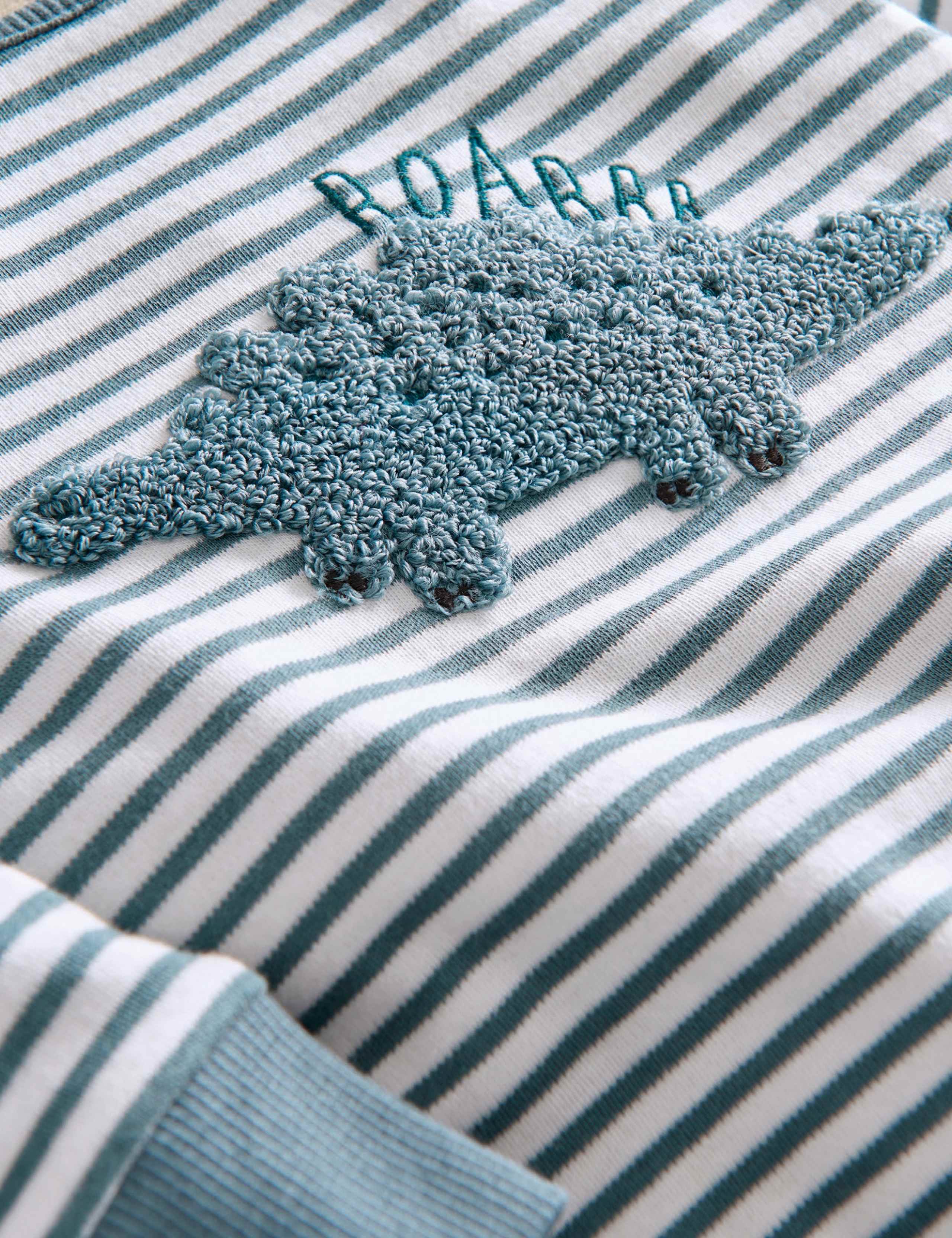 Cotton Rich Dinosaur Striped Pyjama Set 3 of 4