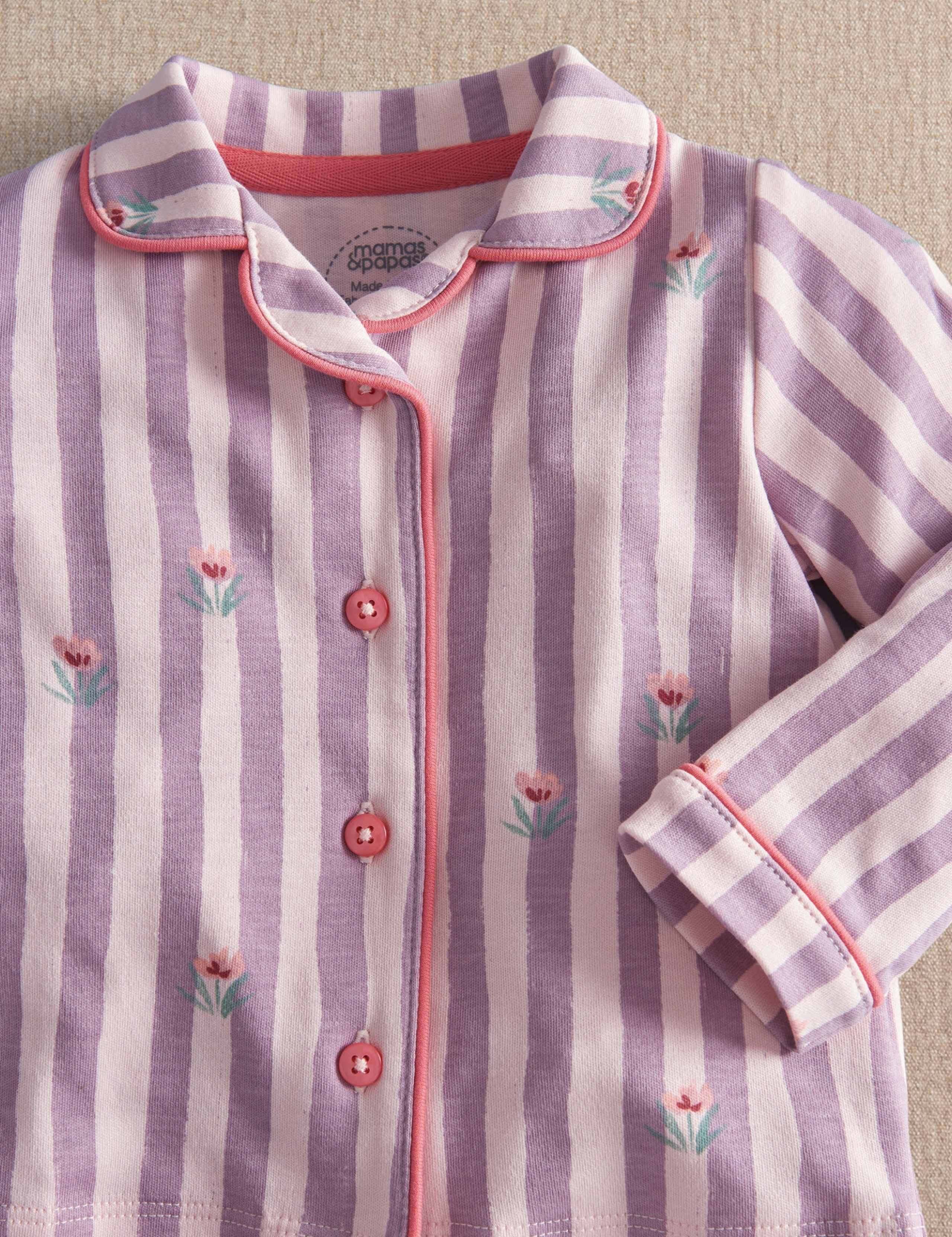 Pure Cotton Floral Striped Pyjama Set 3 of 4