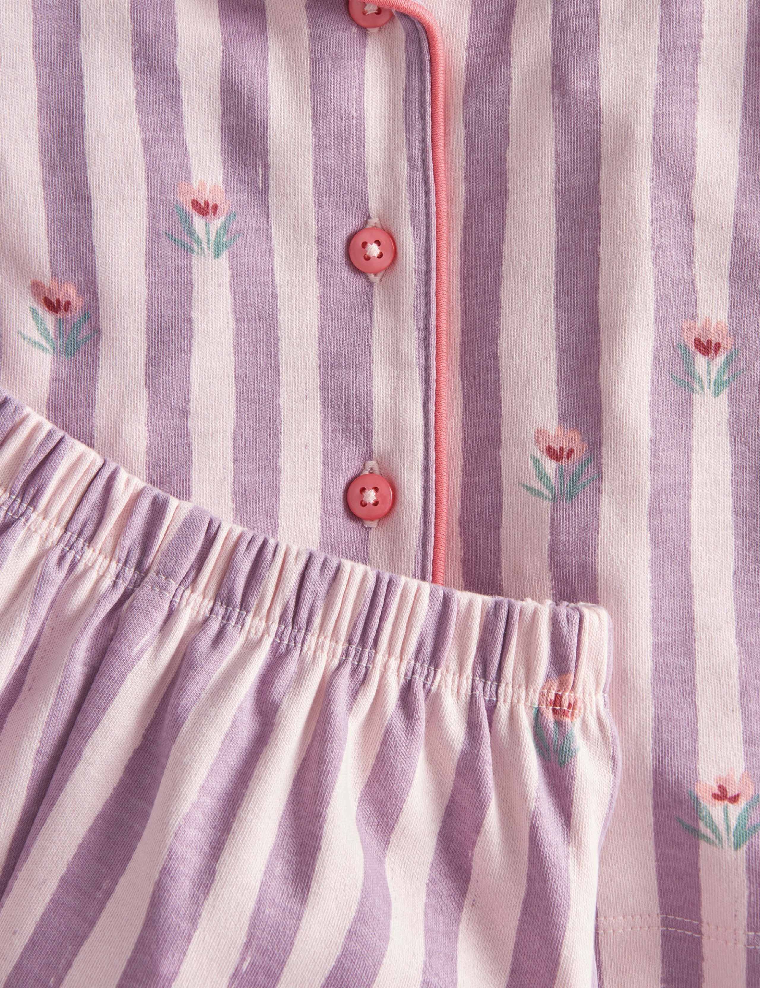 Pure Cotton Floral Striped Pyjama Set 4 of 4