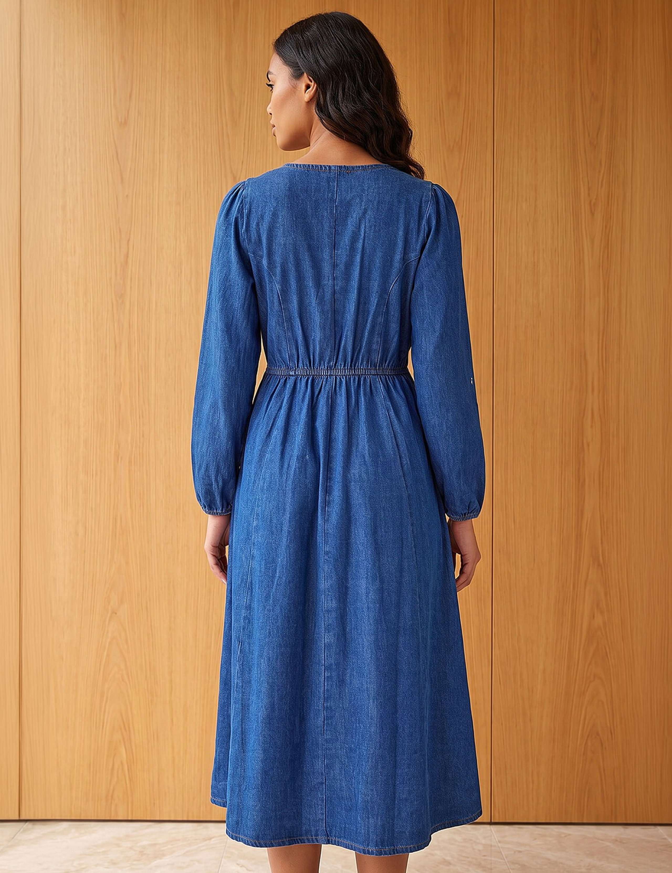 Pure Cotton Button Through Midi Dress 3 of 4