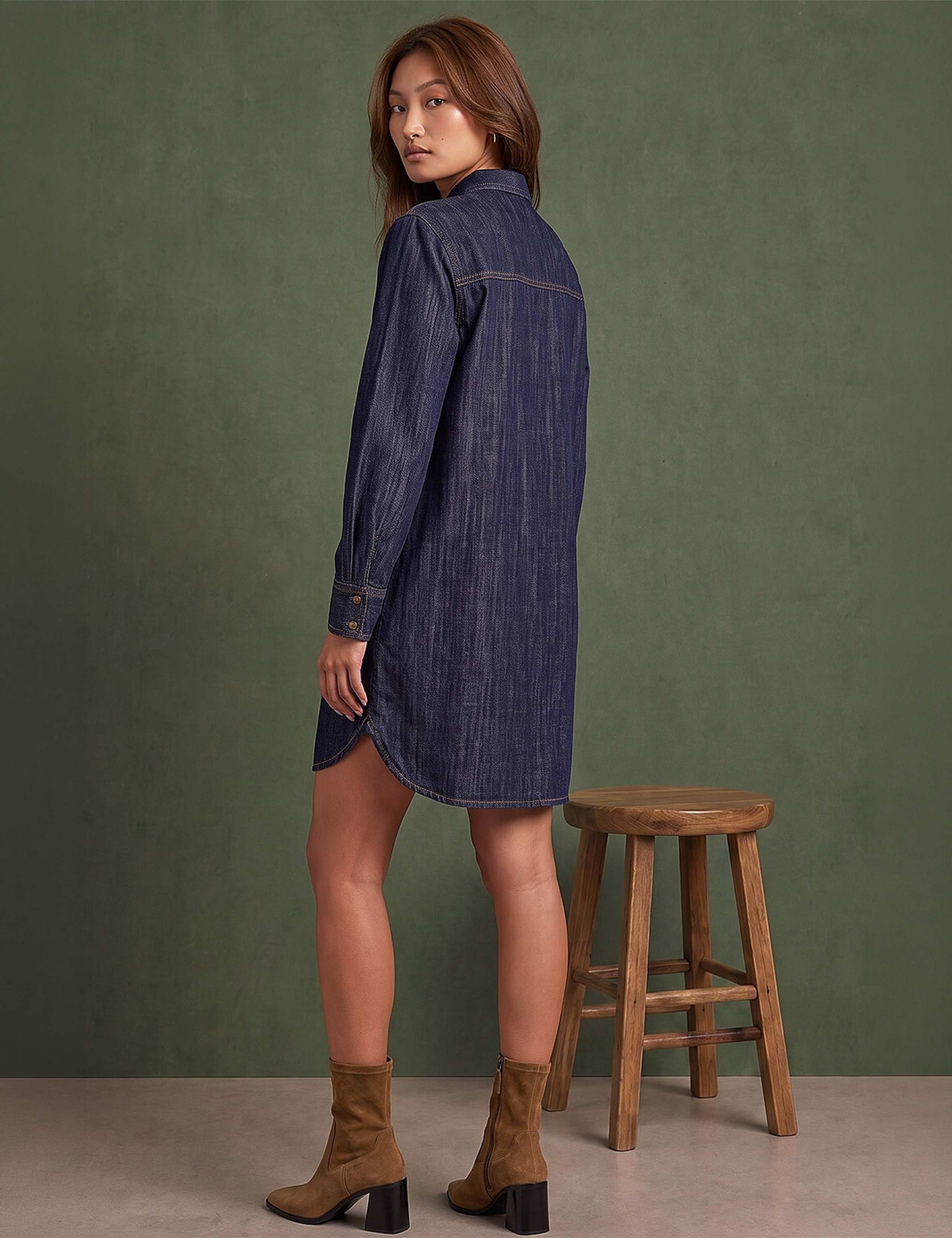 Pure Cotton Button Through Knee Length Shirt Dress 3 of 4