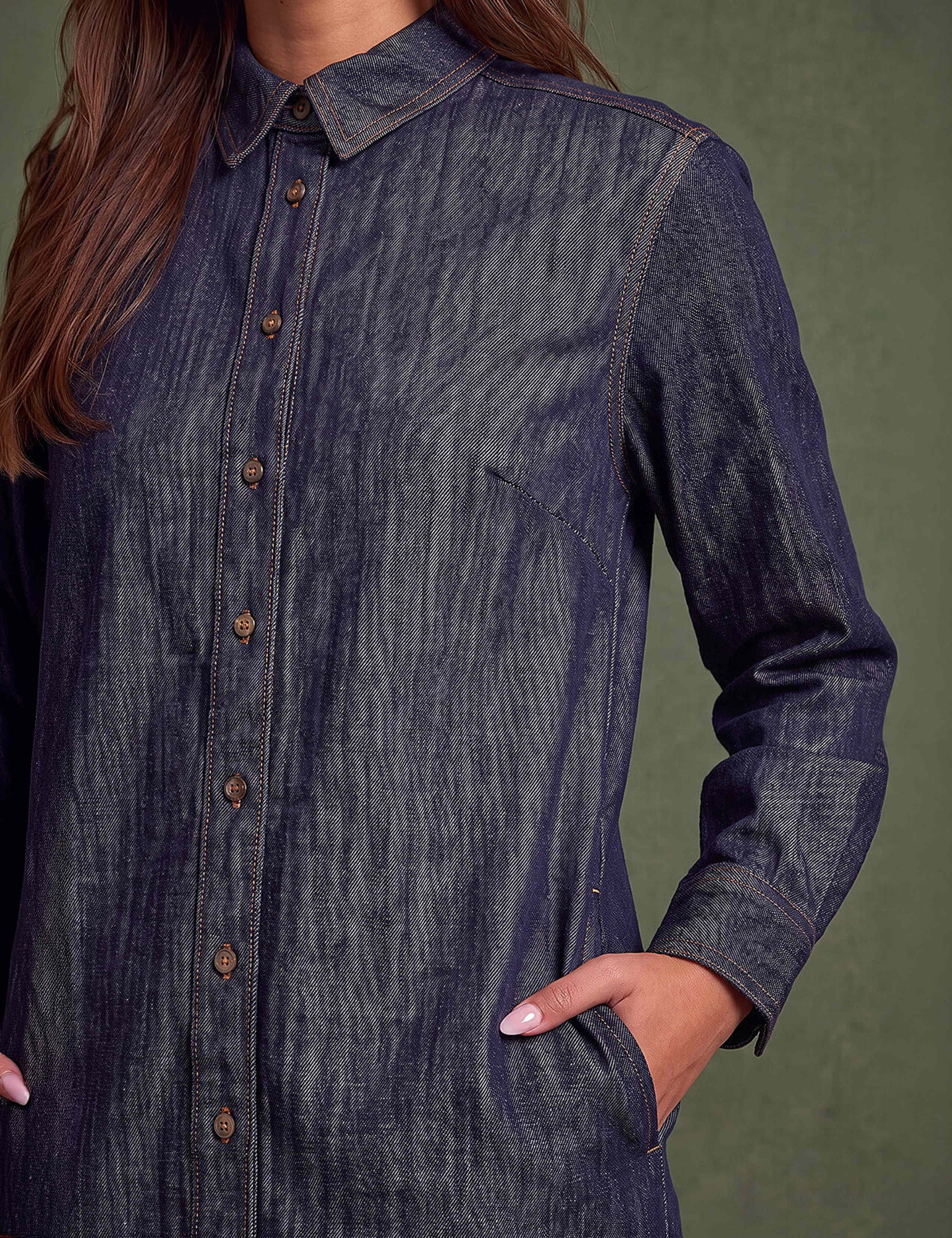 Pure Cotton Button Through Knee Length Shirt Dress 4 of 4