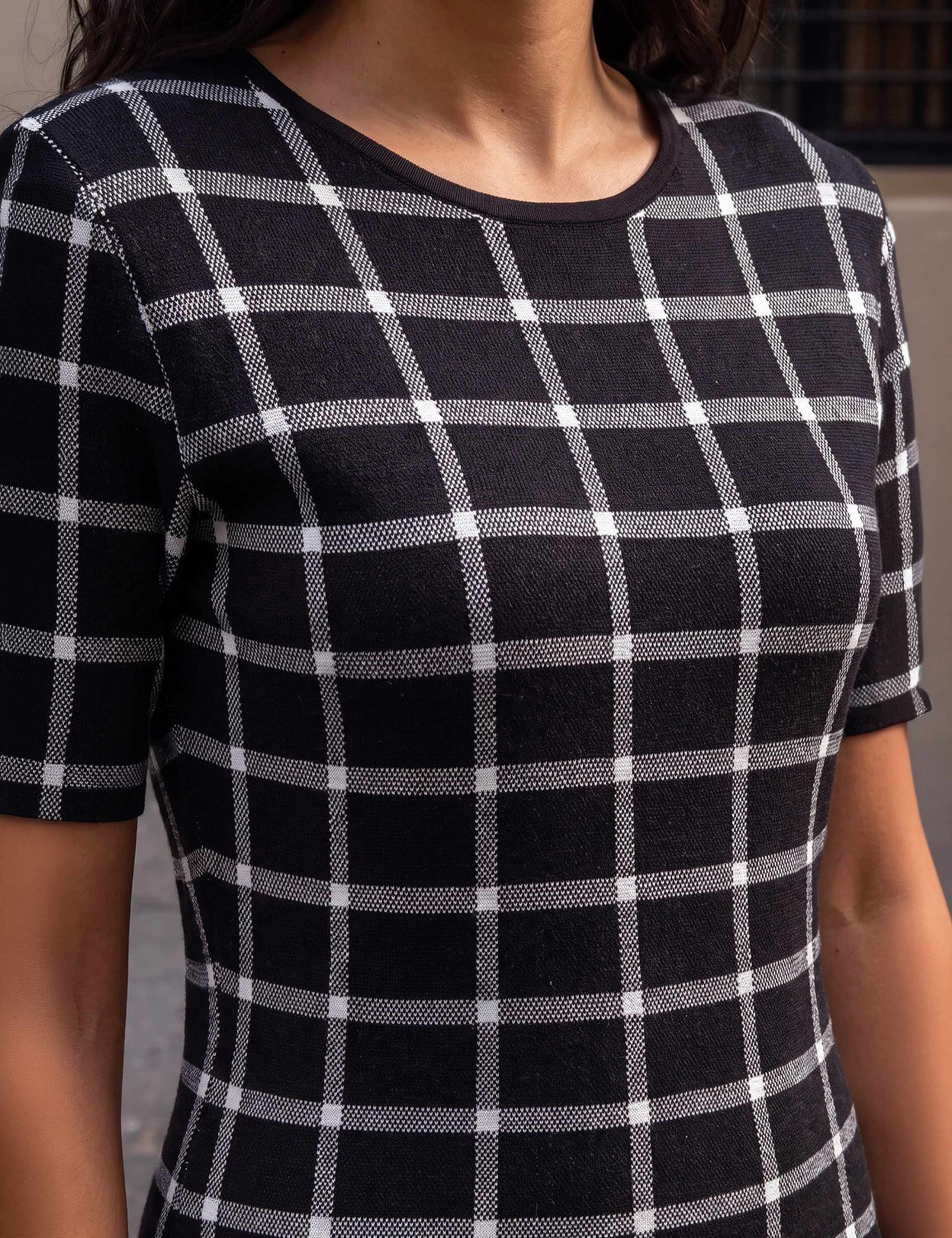 Checked Knee Length Dress 3 of 4