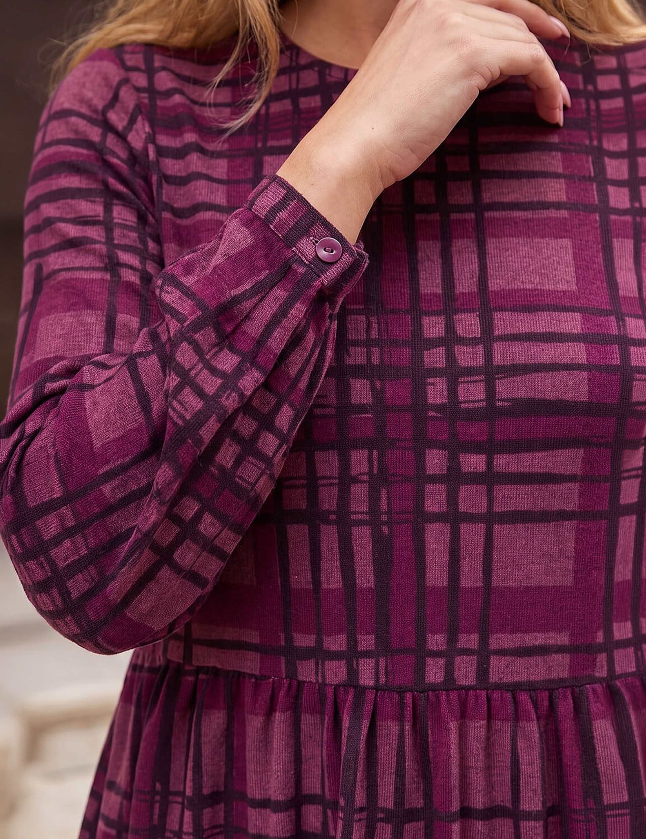 Checked Print Stretch Knee Length Dress 4 of 4