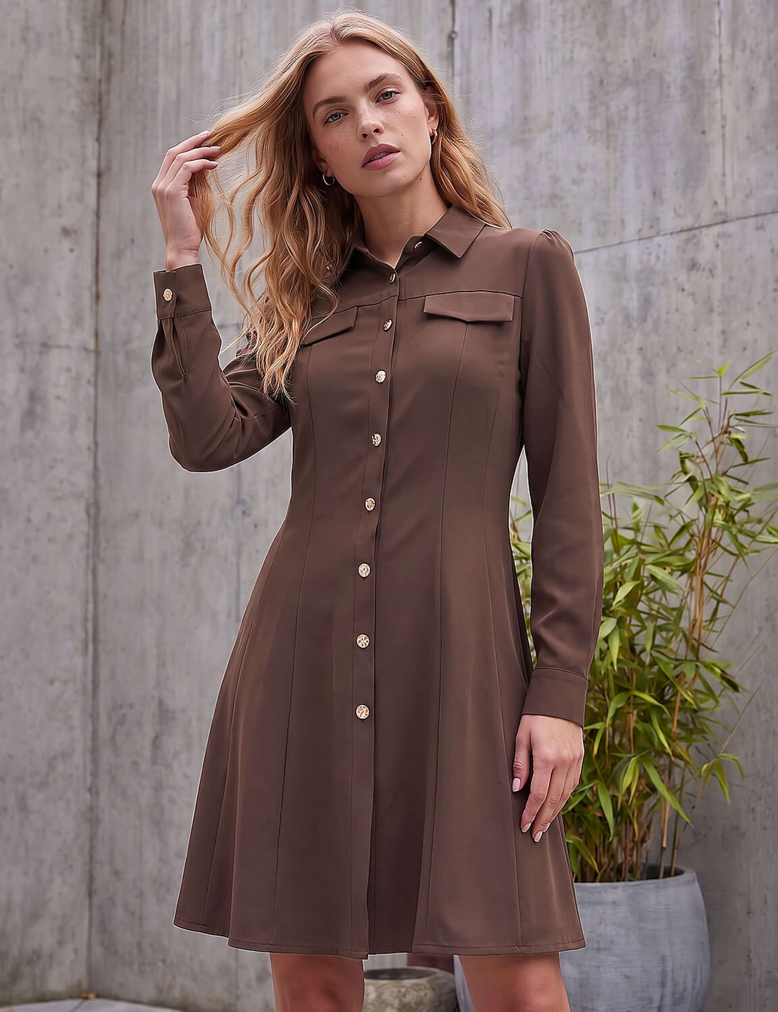 Collared Button Through Knee Length Shirt Dress 2 of 4