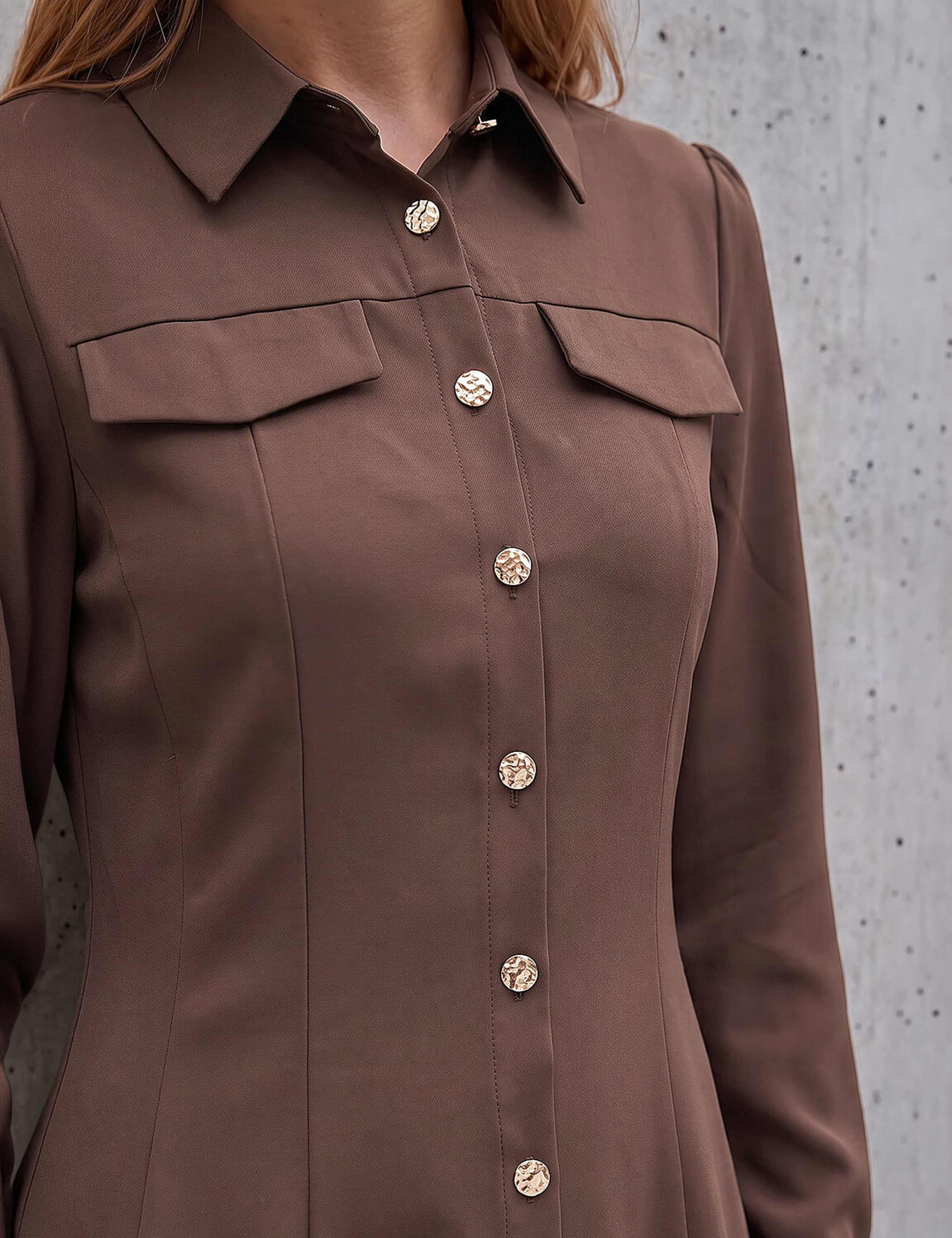 Collared Button Through Knee Length Shirt Dress 4 of 4