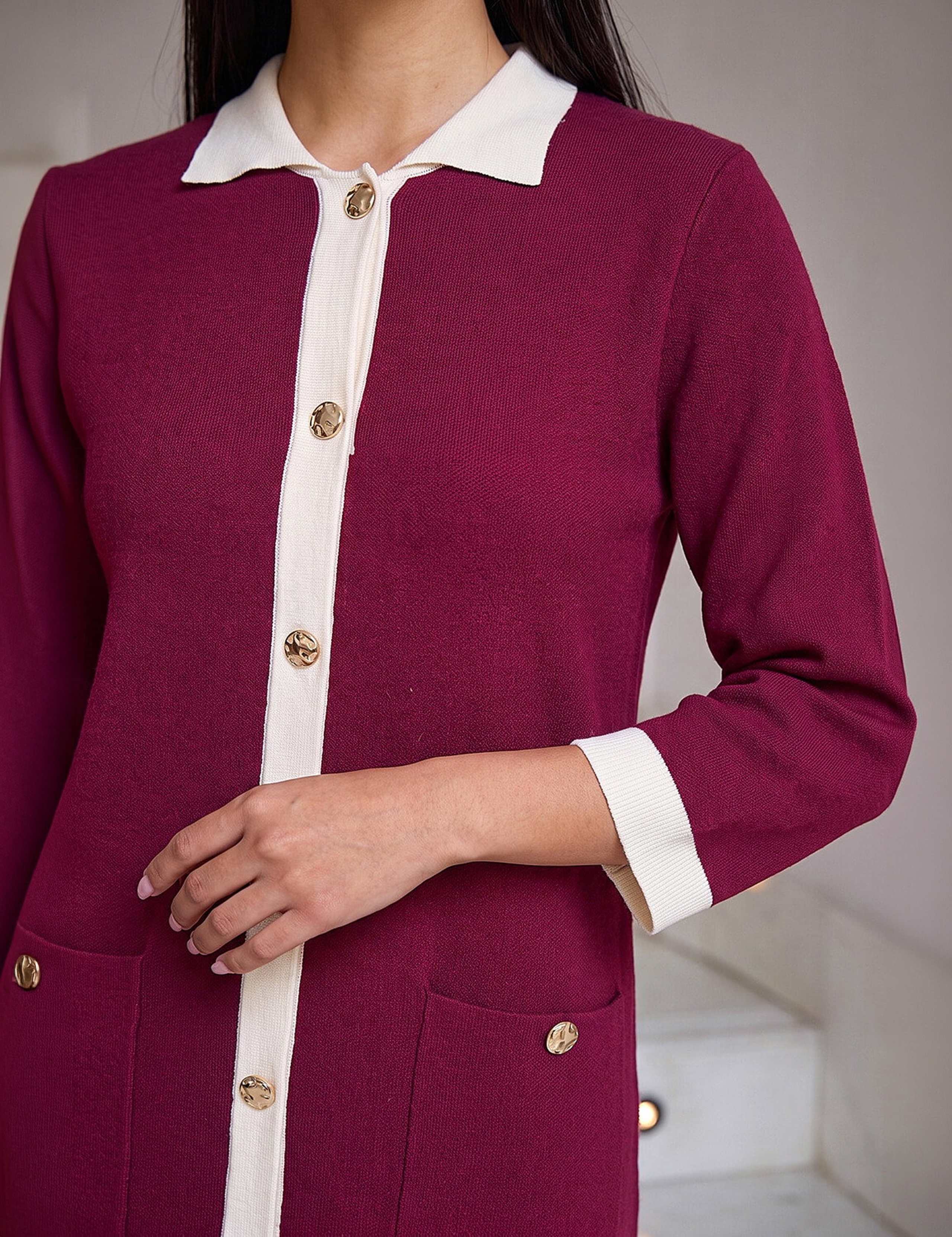 Contrast Collar Knee Length Dress 4 of 4