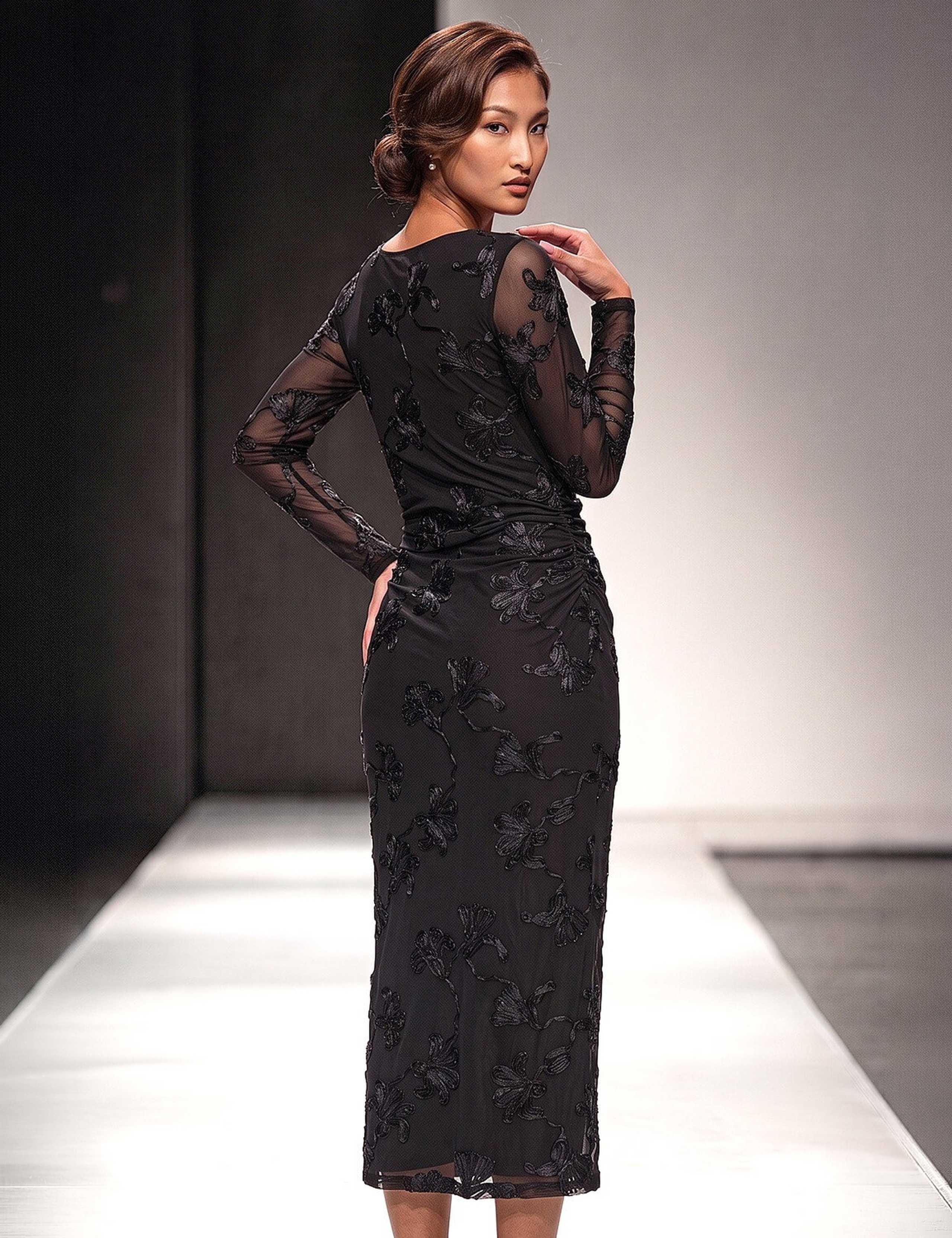 Cornelli Stretch Mesh Knee Length Dress 2 of 3