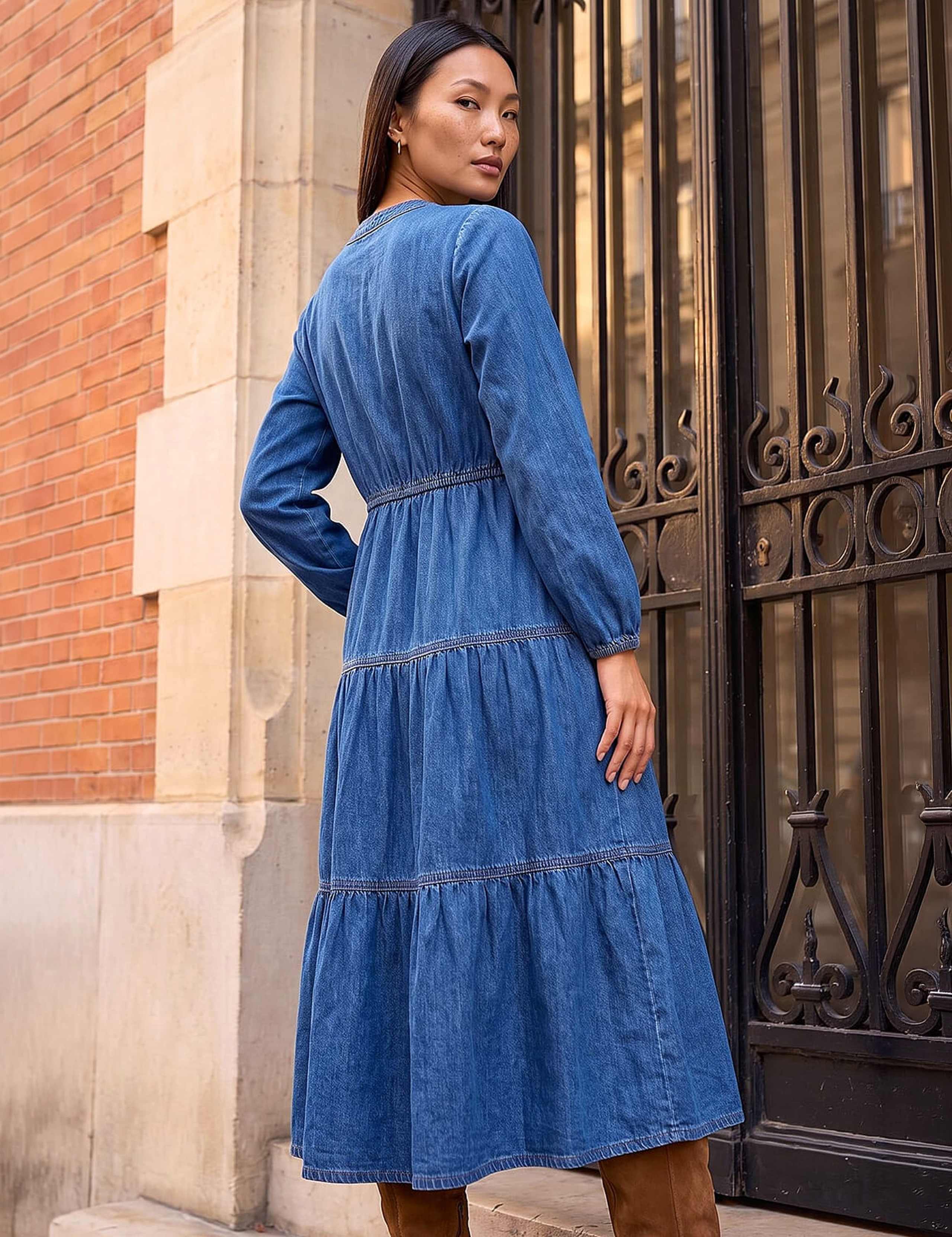 Pure Cotton Tiered Knee Length Dress 3 of 4