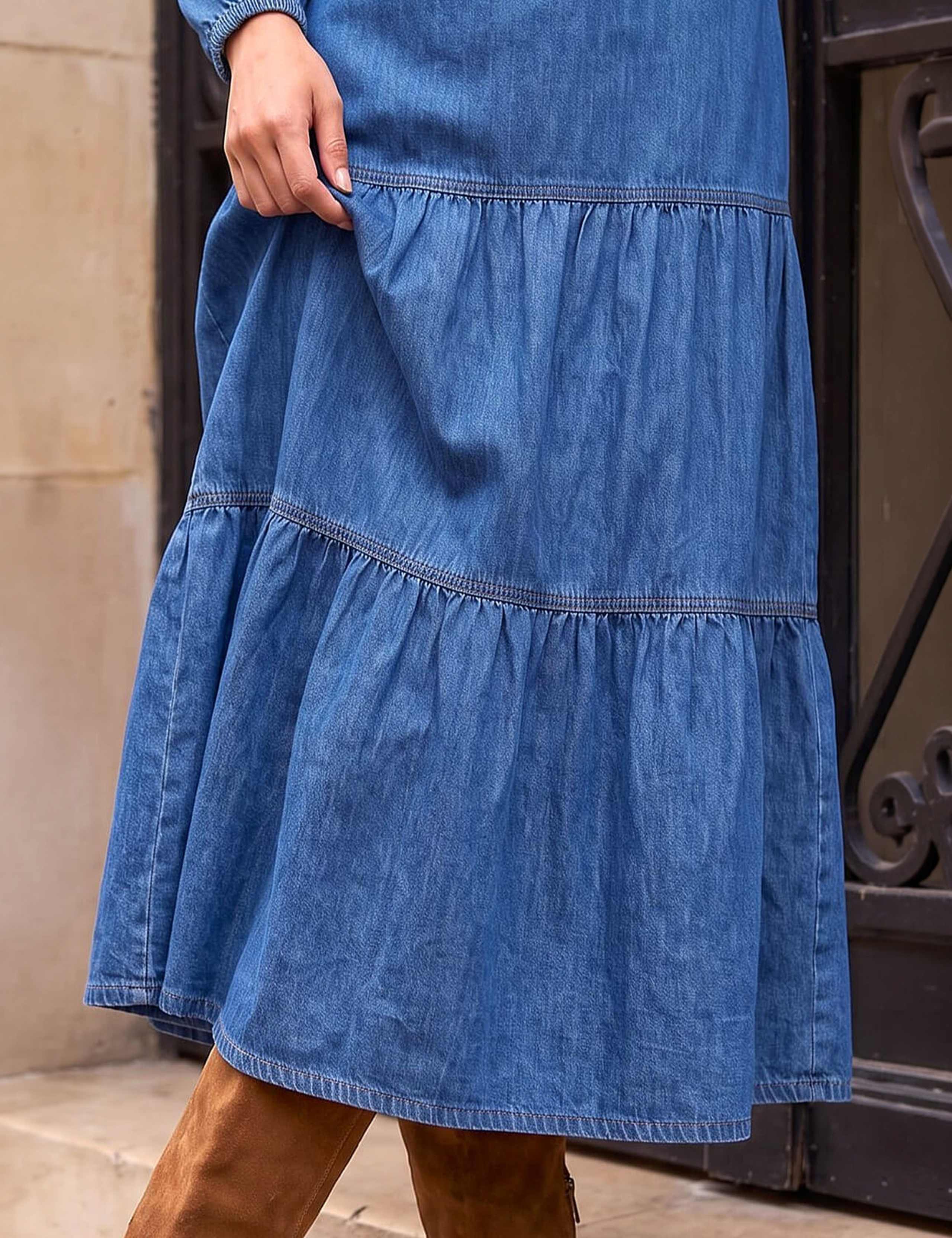 Pure Cotton Tiered Knee Length Dress 4 of 4