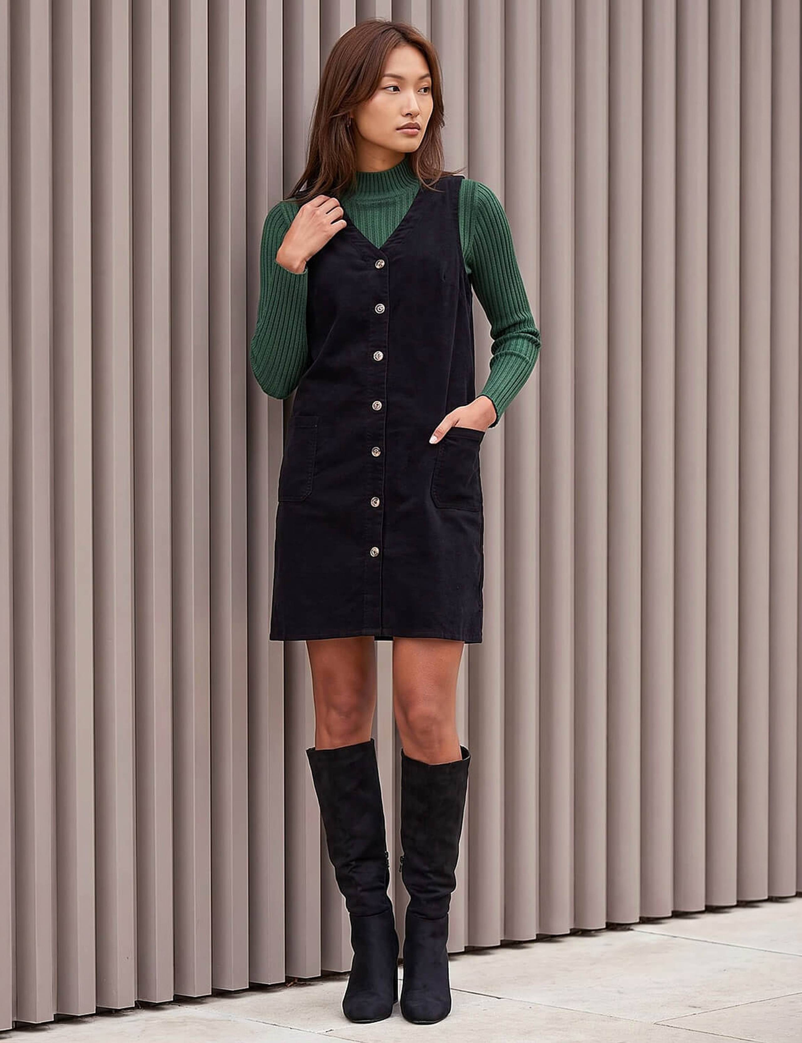 Pure Cotton V Neck Pinafore Dress 1 of 4