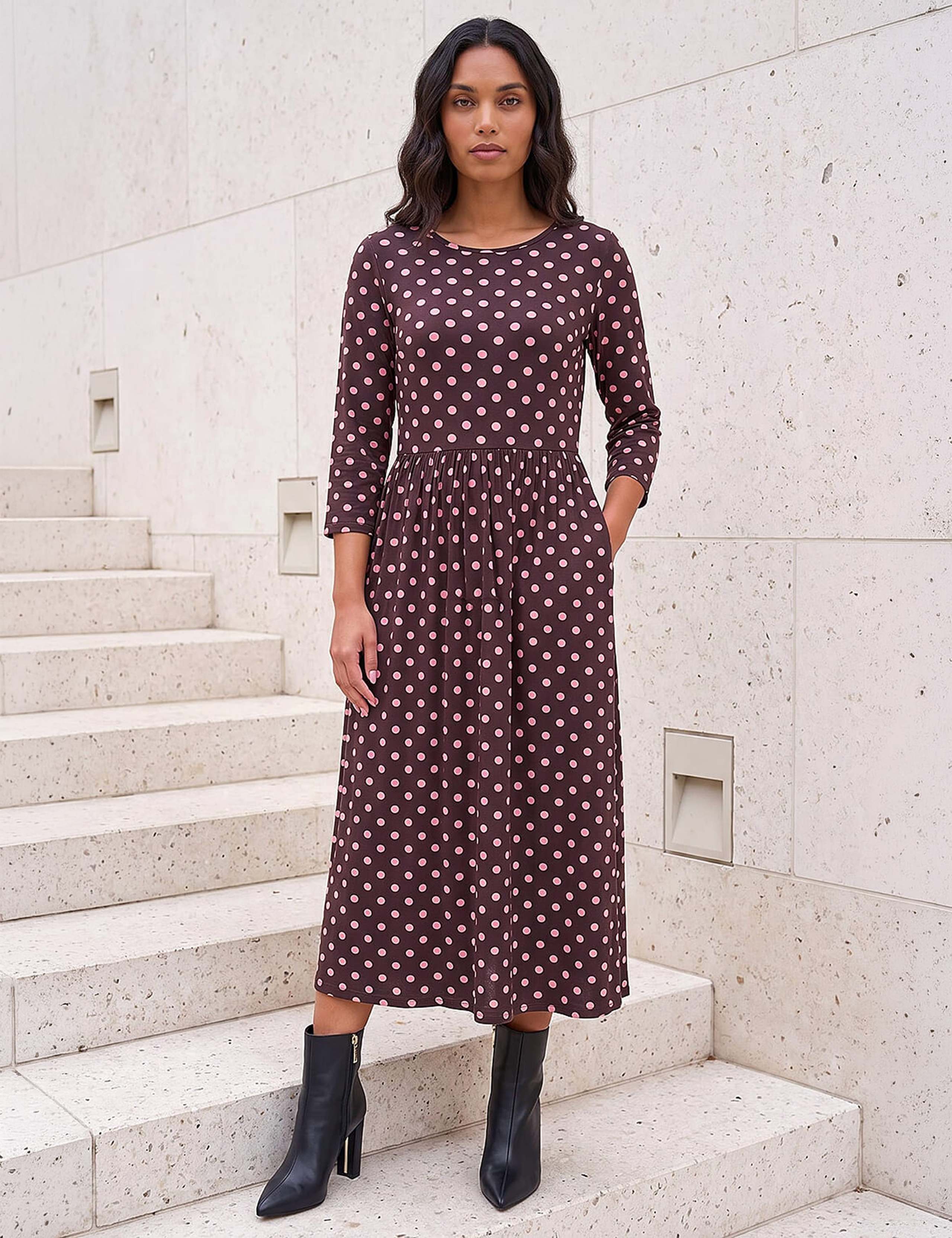 Polka Dot Print Pocket Dress 2 of 4