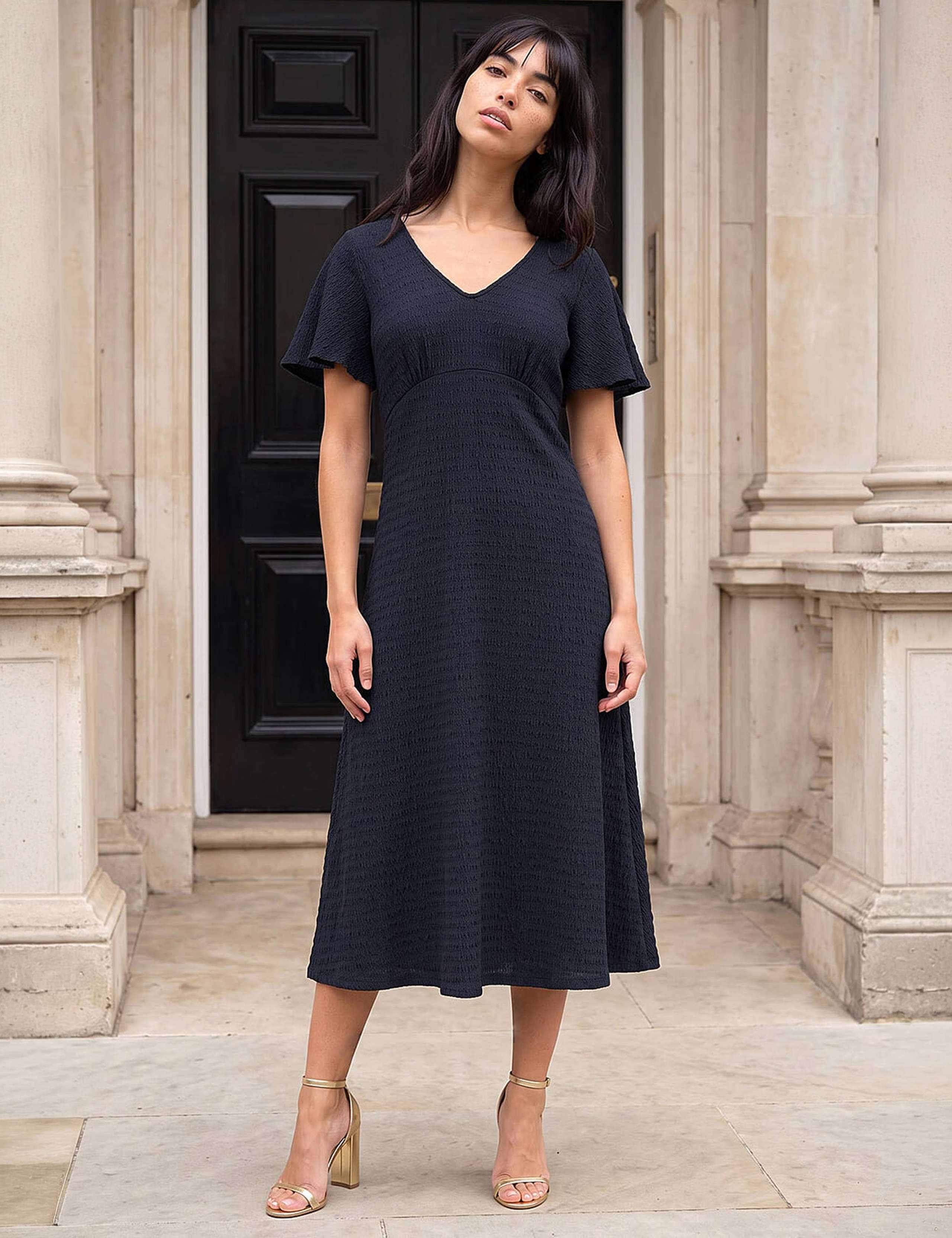 Petite V Neck Fit And Flare Dress 3 of 4