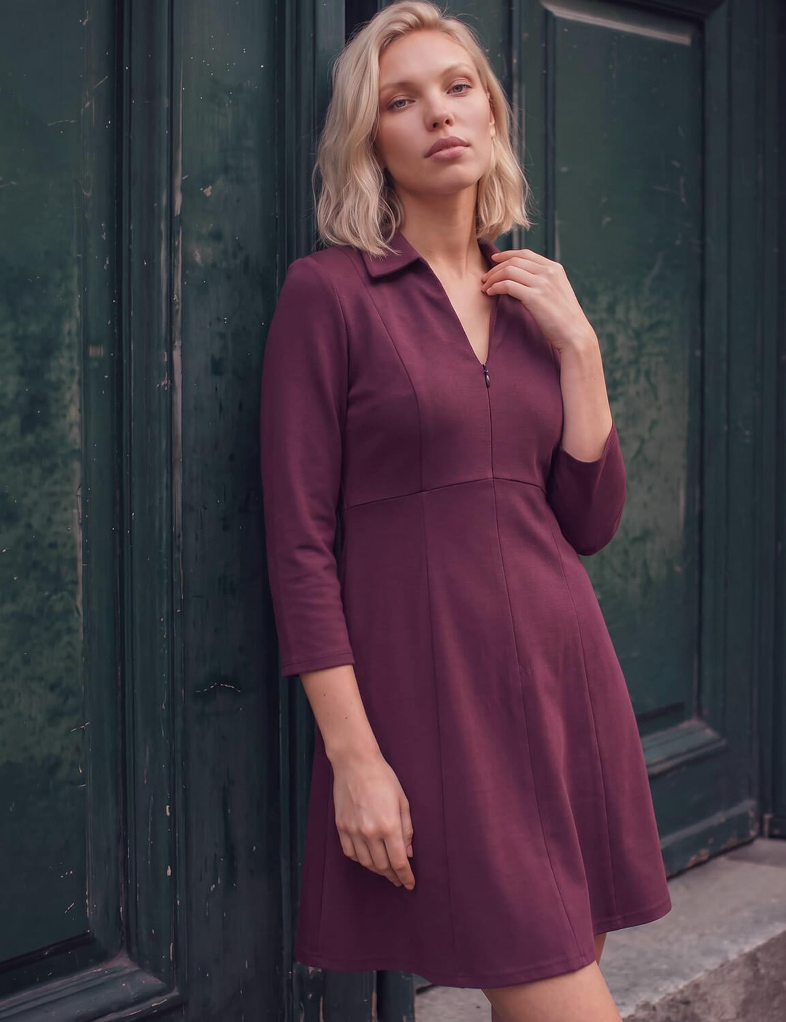 Petite Zip Front Skater Dress 2 of 4