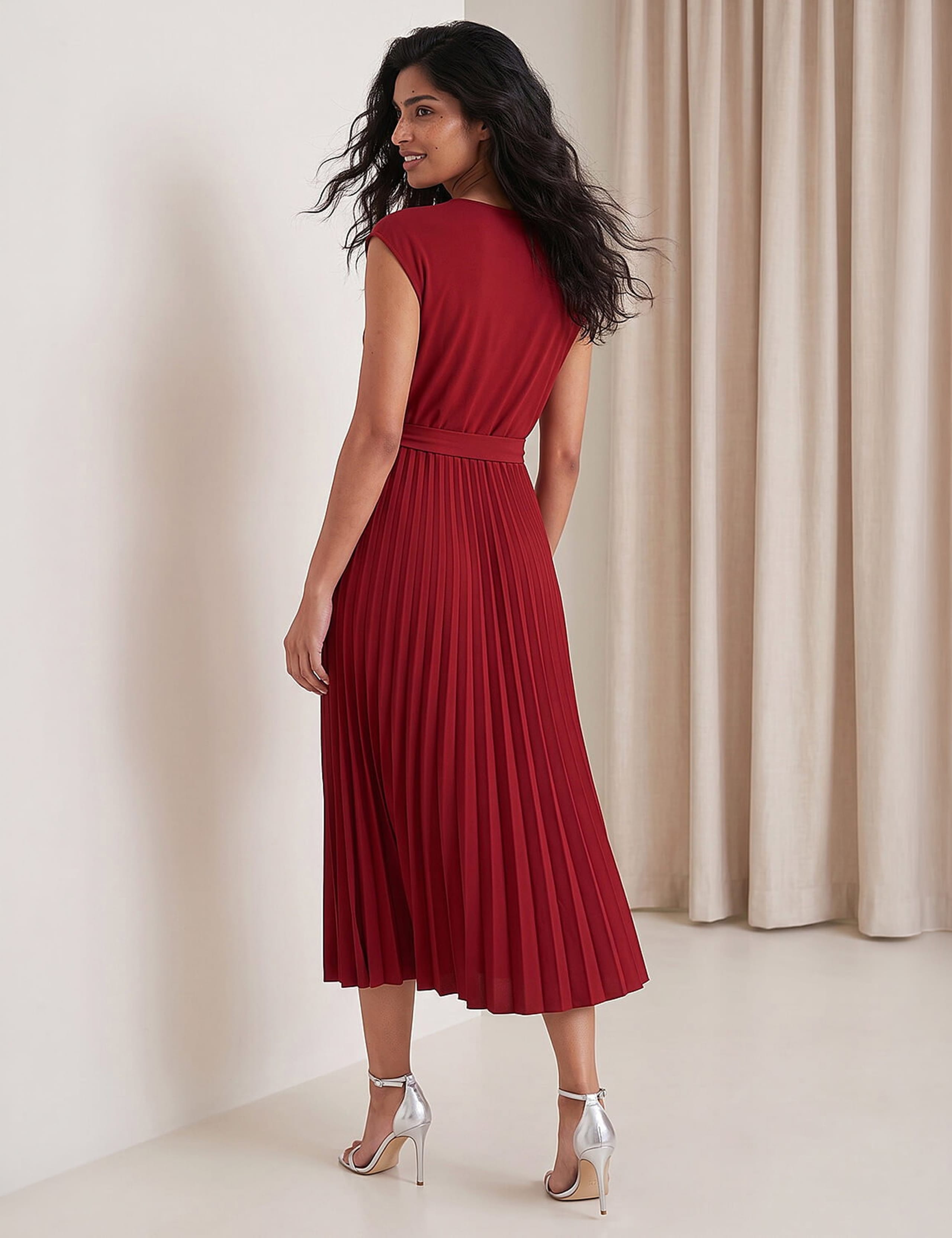 Pleated Tie Waist Dress 3 of 4
