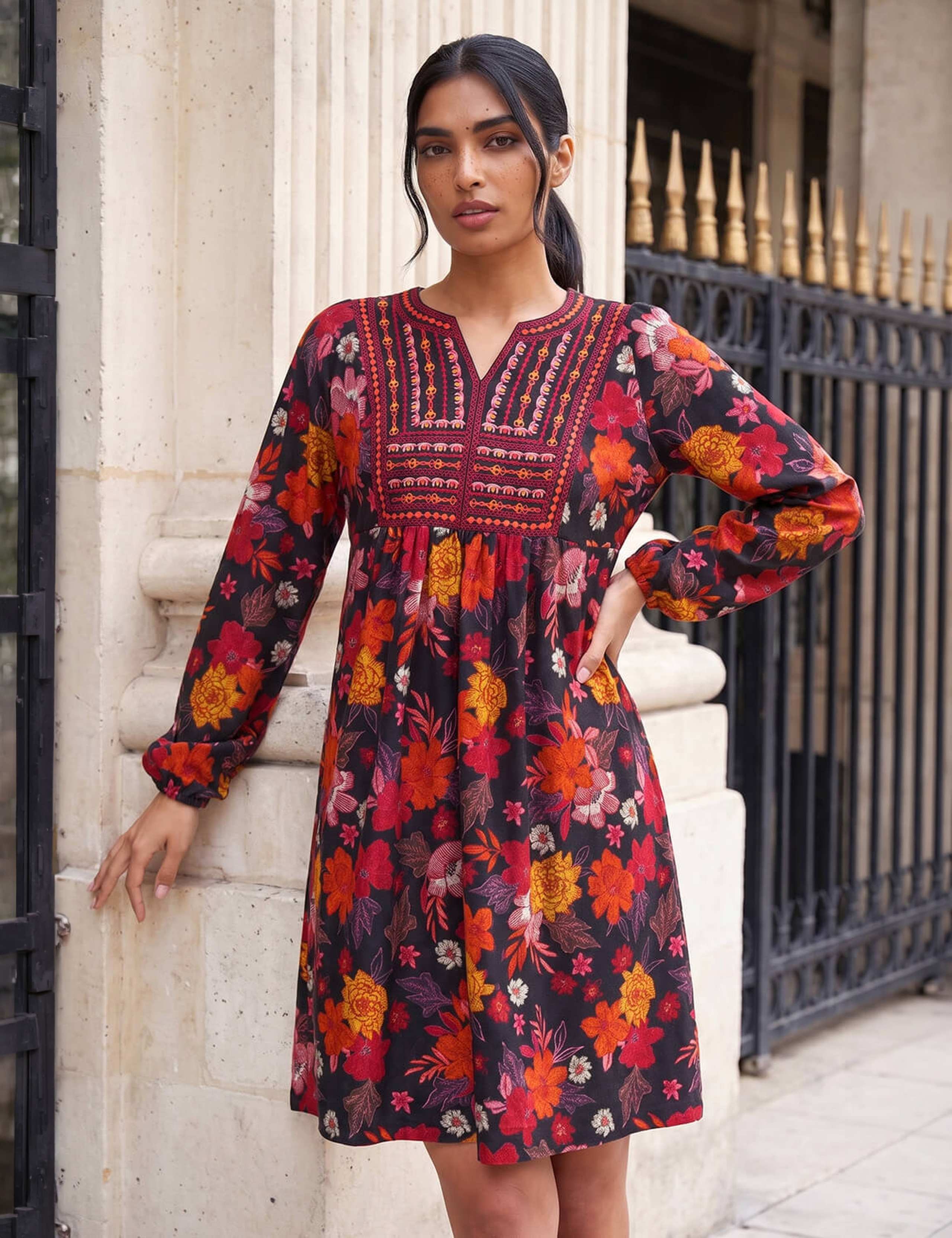 Embroidery Panel Floral Dress 2 of 4