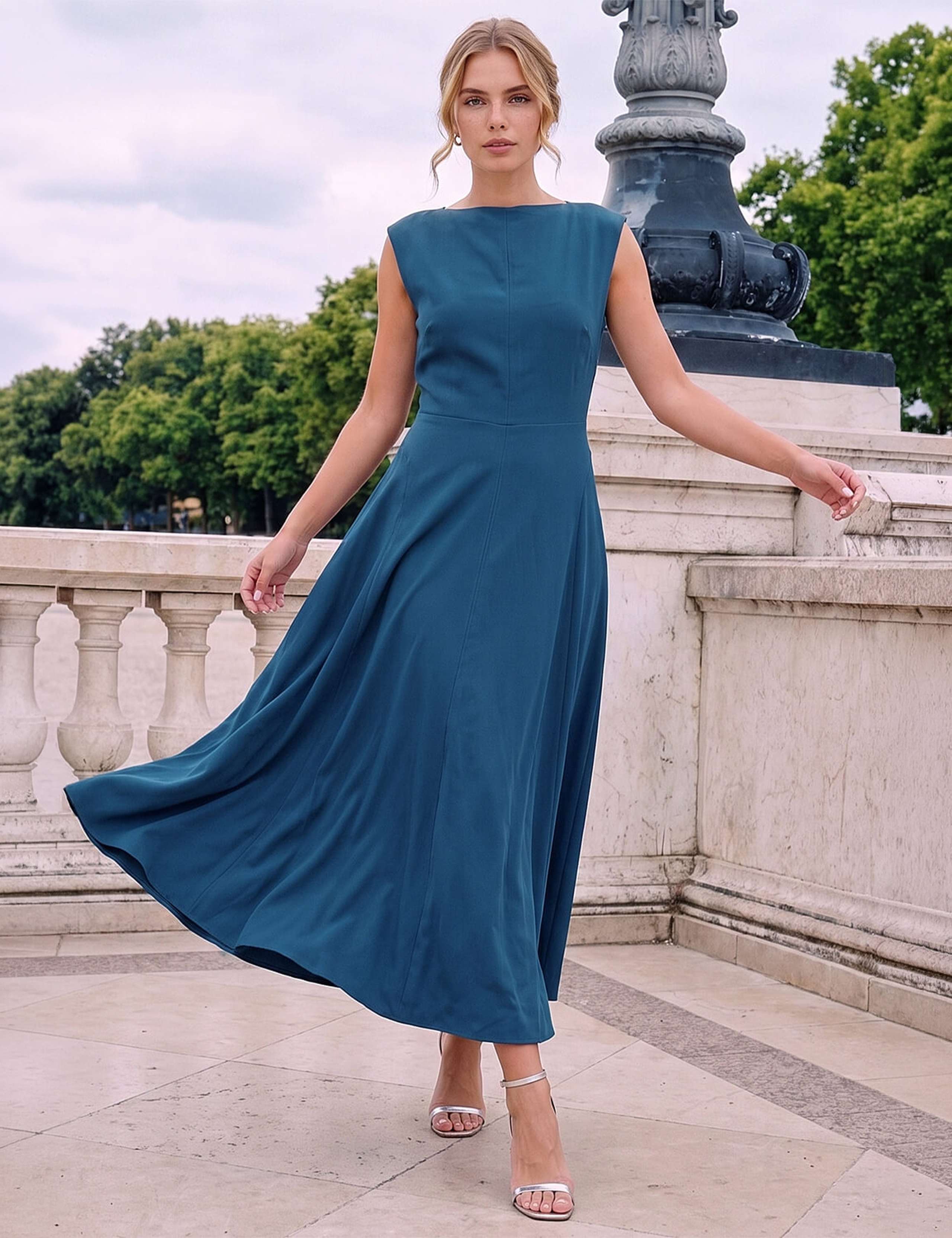 Asymmetric Neck Knee Length Dress 1 of 4