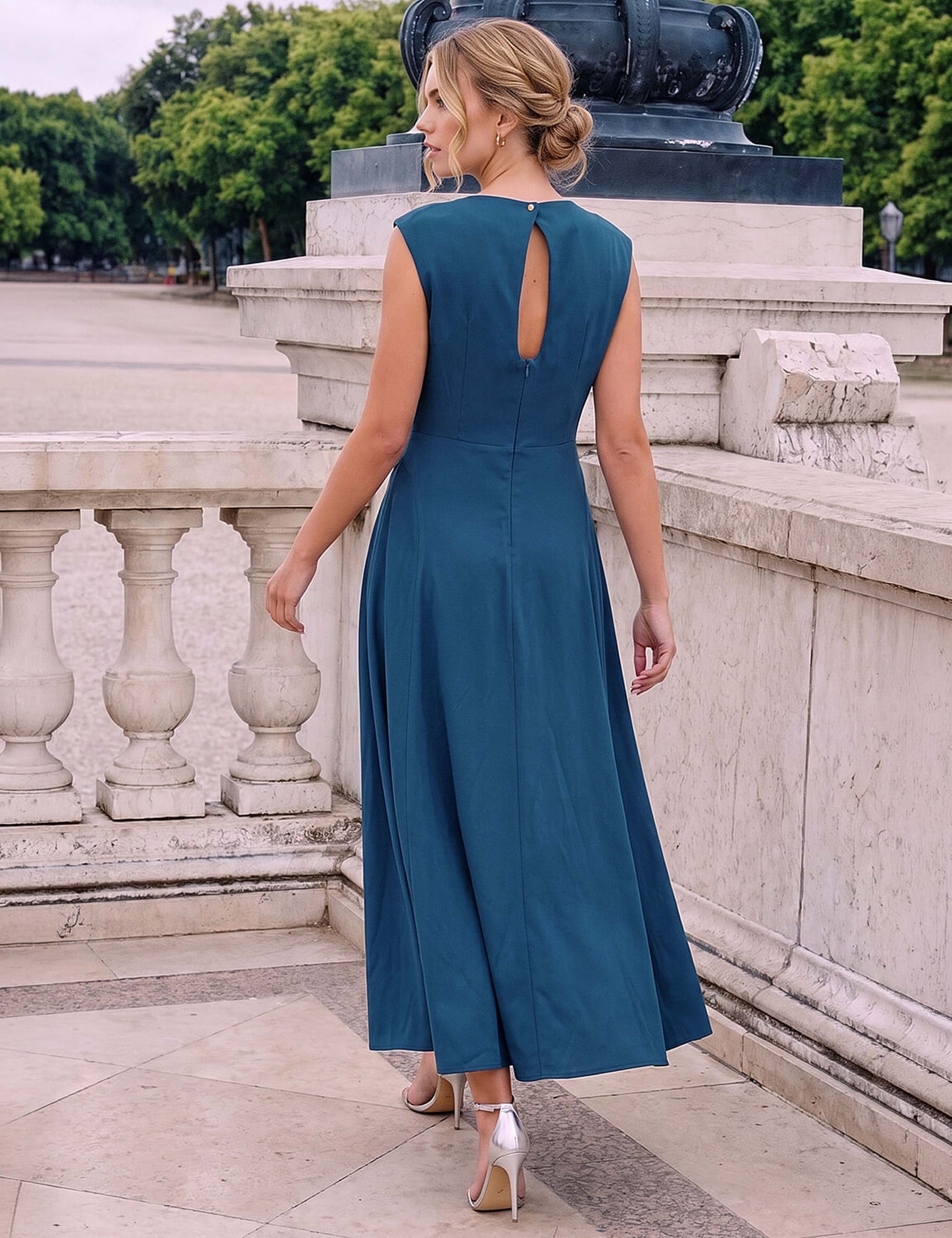 Asymmetric Neck Knee Length Dress 2 of 4