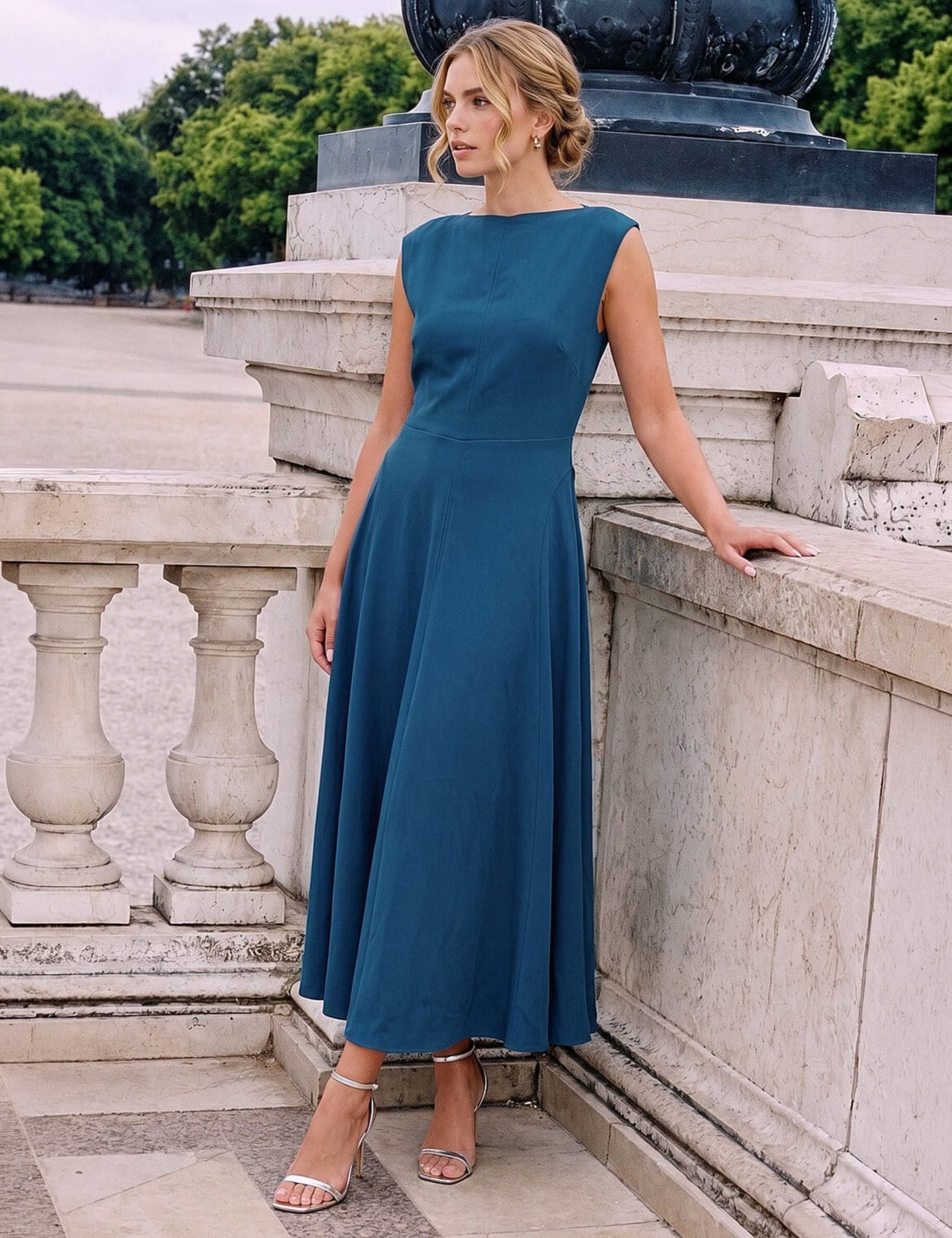 Asymmetric Neck Knee Length Dress 3 of 4