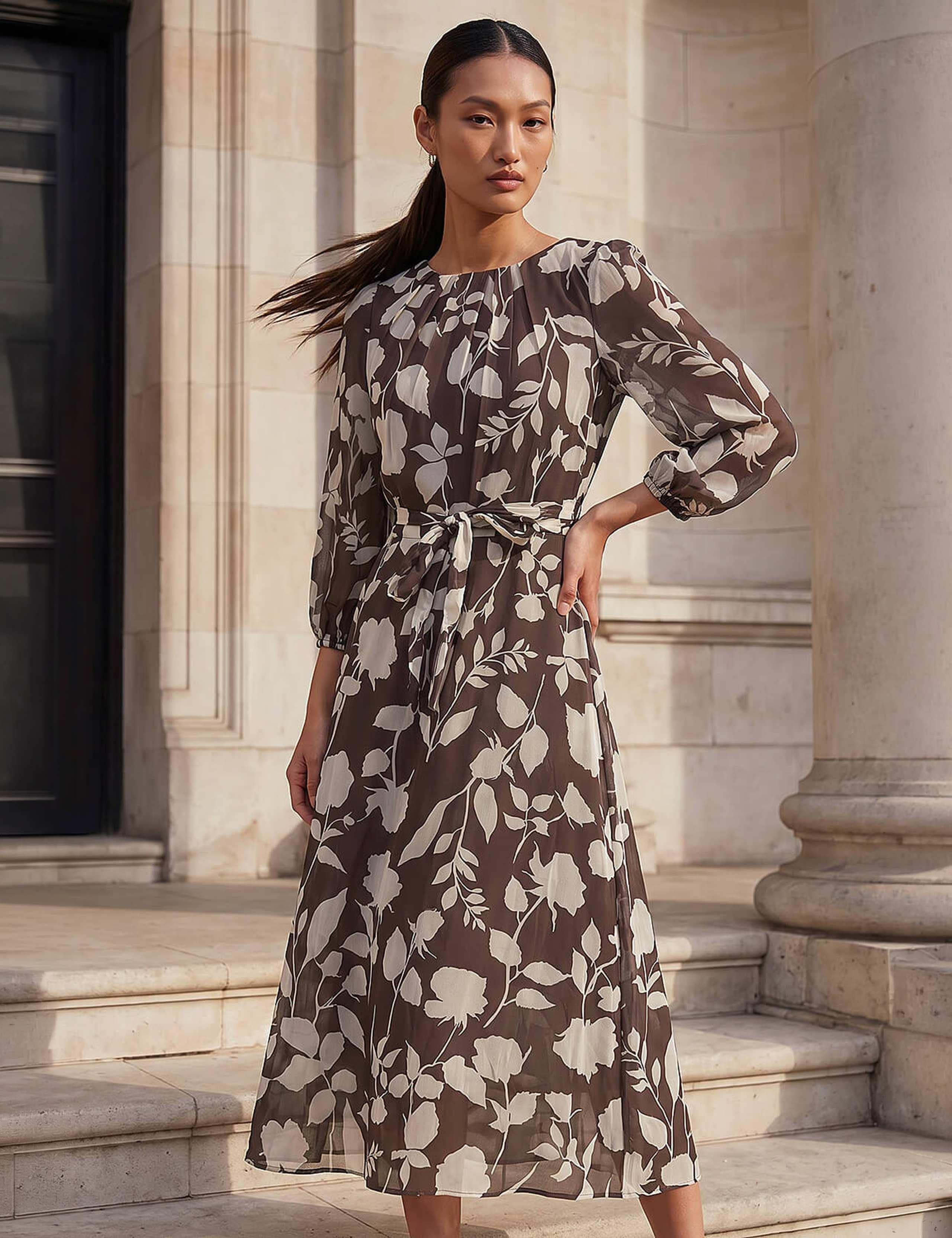 Floral Pleated Midi Dress 2 of 4