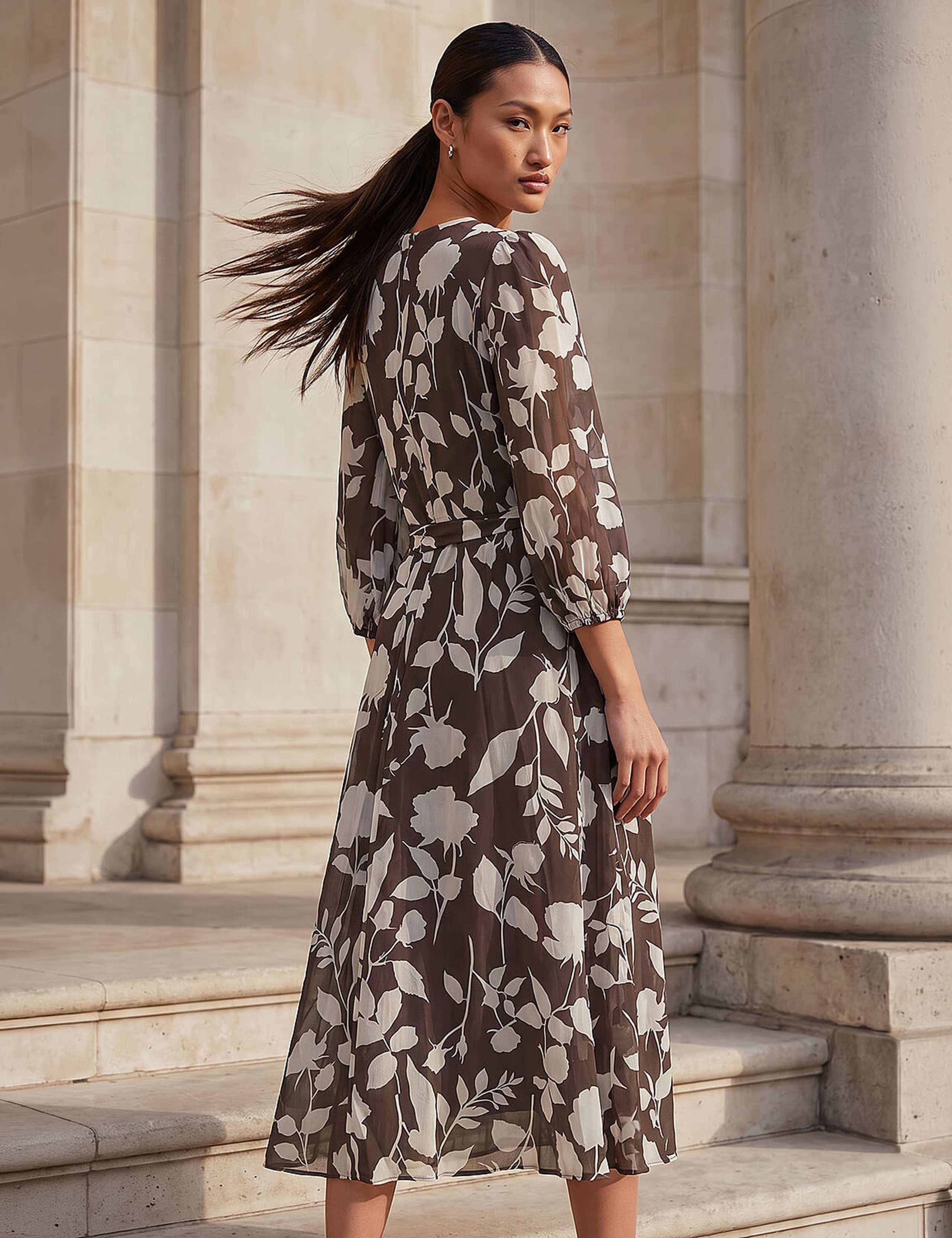 Floral Pleated Midi Dress 3 of 4