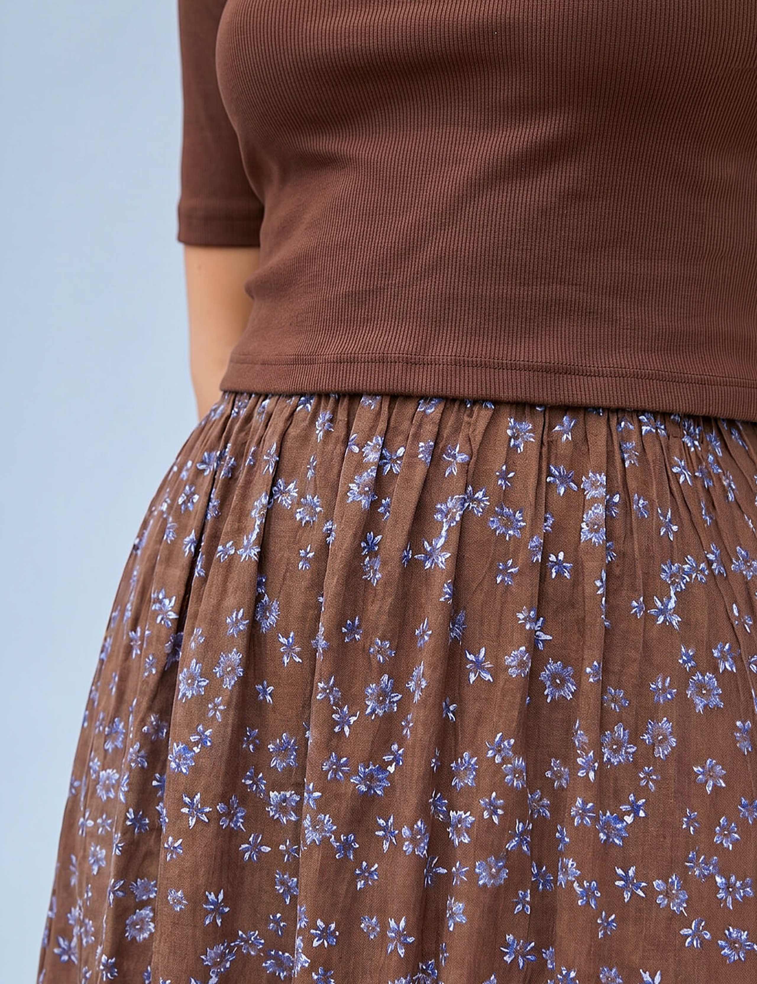 Cotton Rich Floral Knitted Knee Length Dress 4 of 4