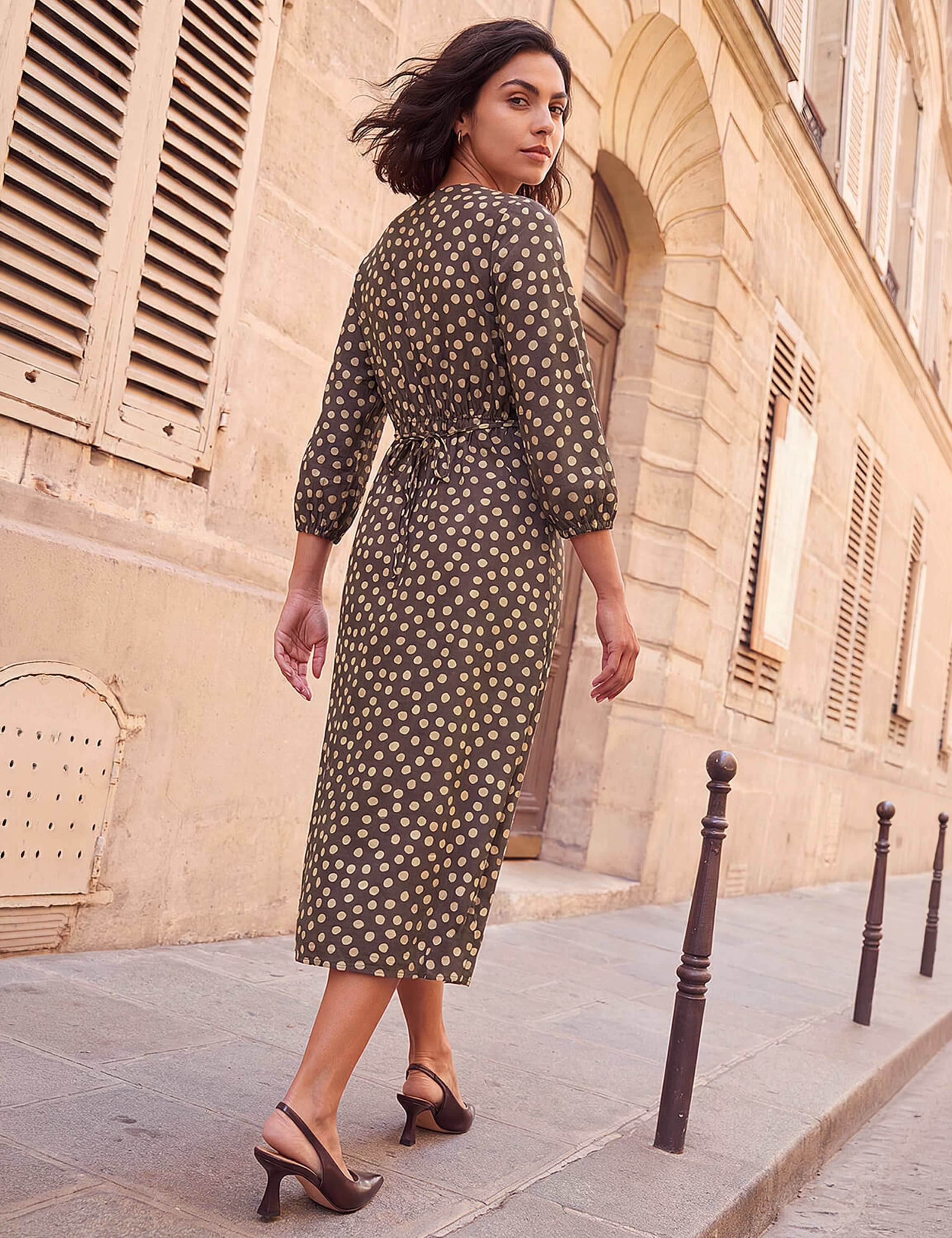 Polka Dot Frill Detail Midi Dress 3 of 4