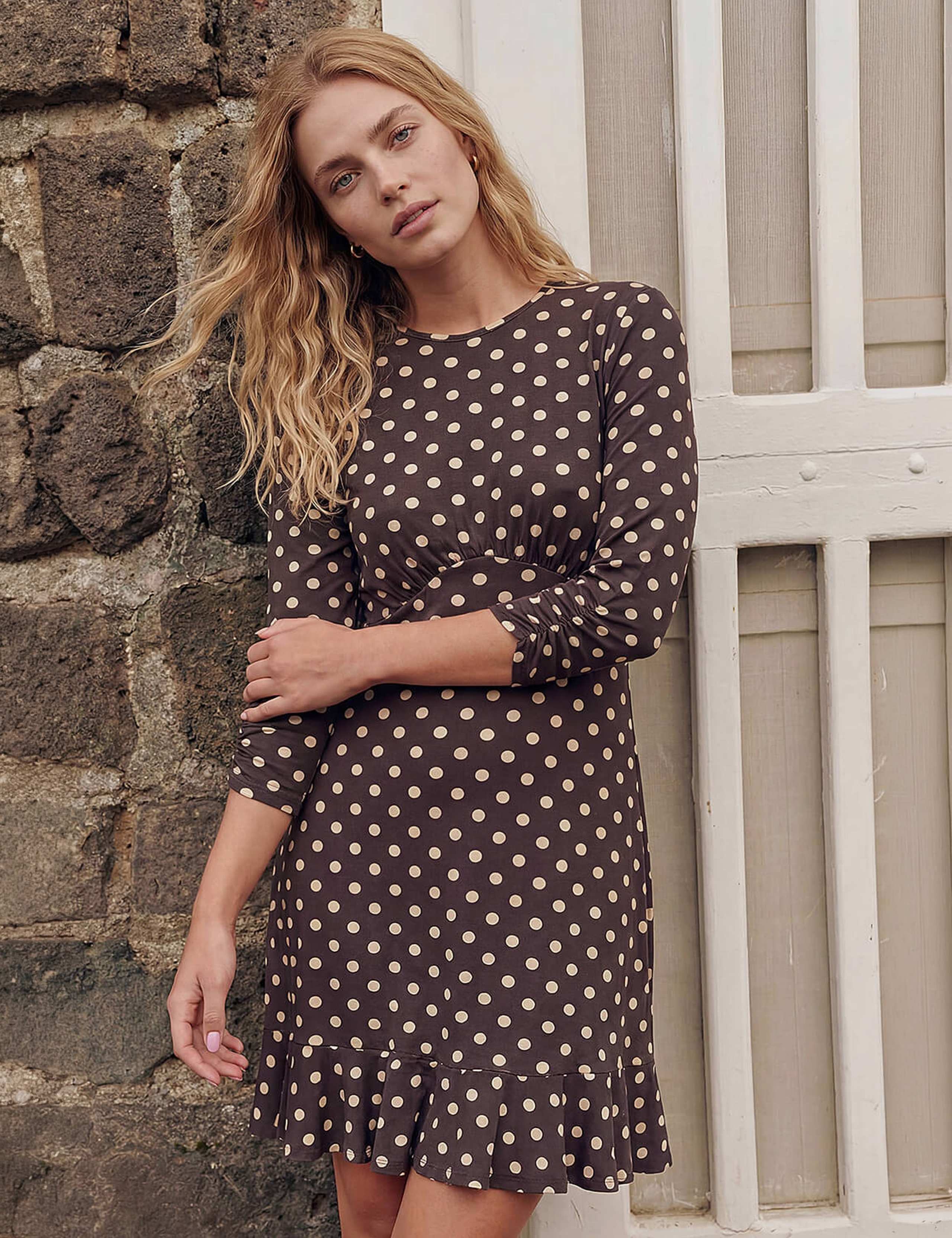 Polka Dot Frill Detail Dress 1 of 4